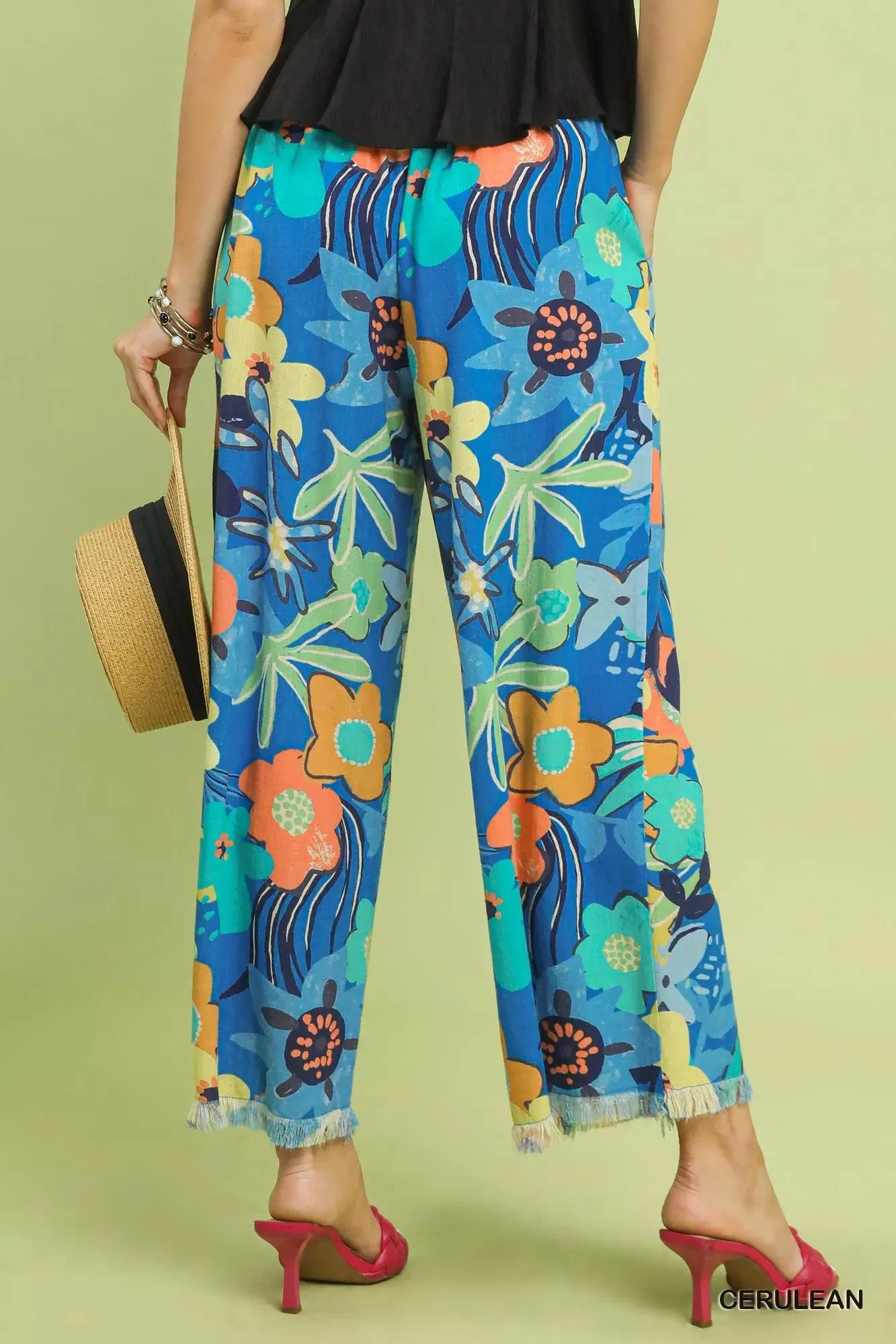 Floral Harbor Wide Leg Linen Blend Pants — view 3