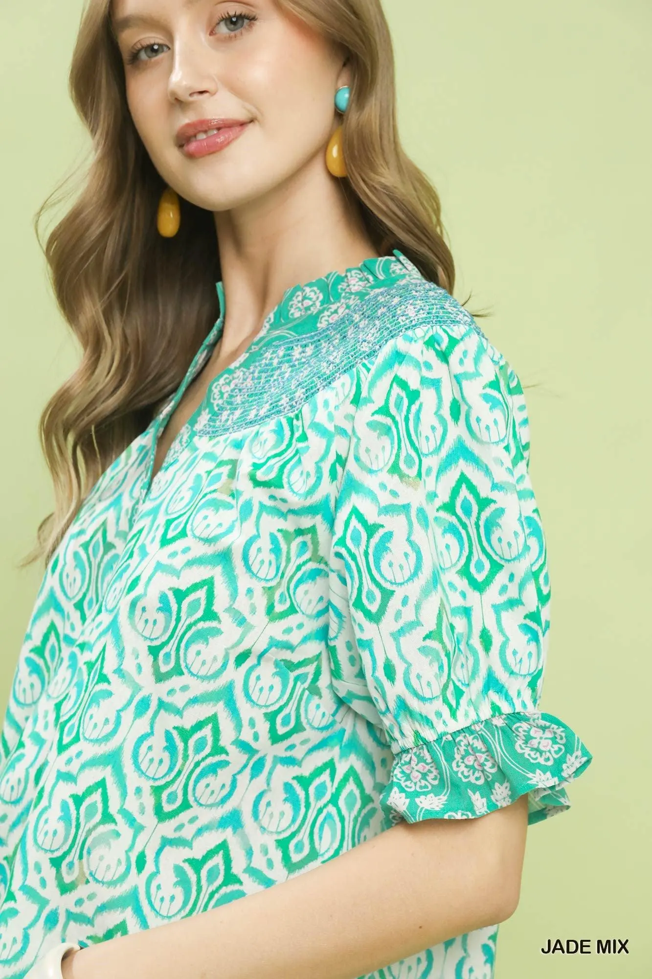 Happily Ever After Jade Smocked Top — view 6