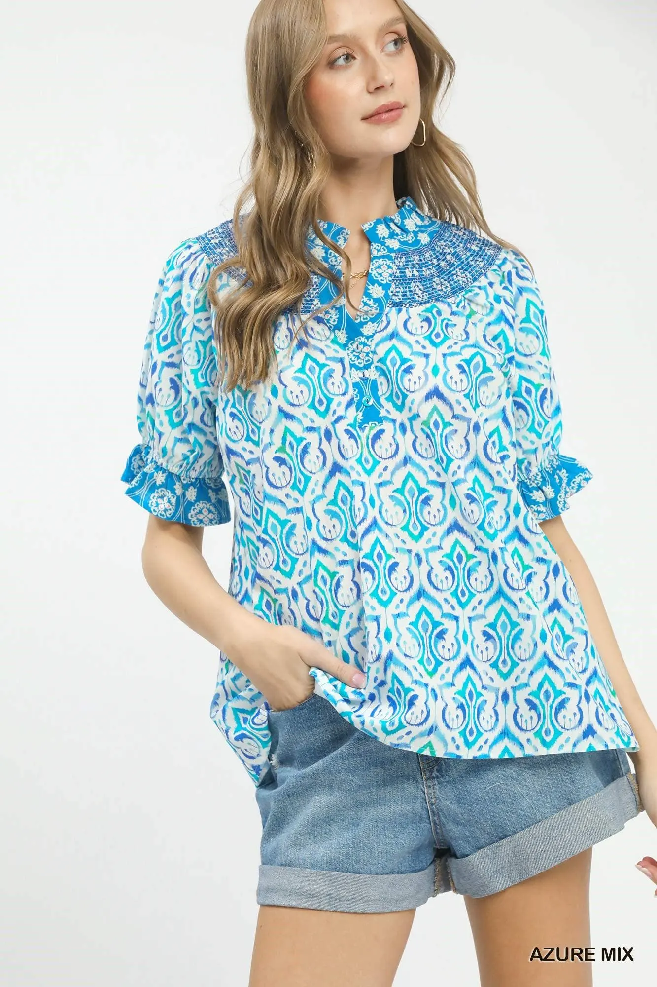 A Day in the Life Smocked Cotton Top
