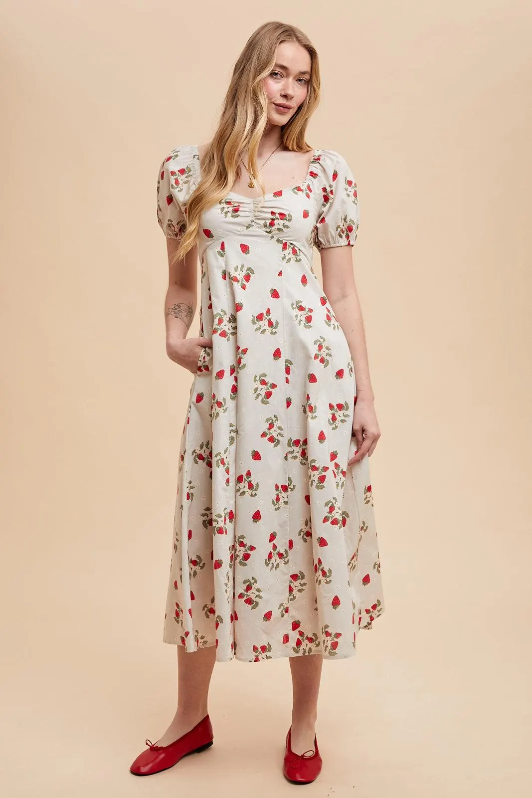 Strawberry Maxi Dress in 100 Cotton — view 12