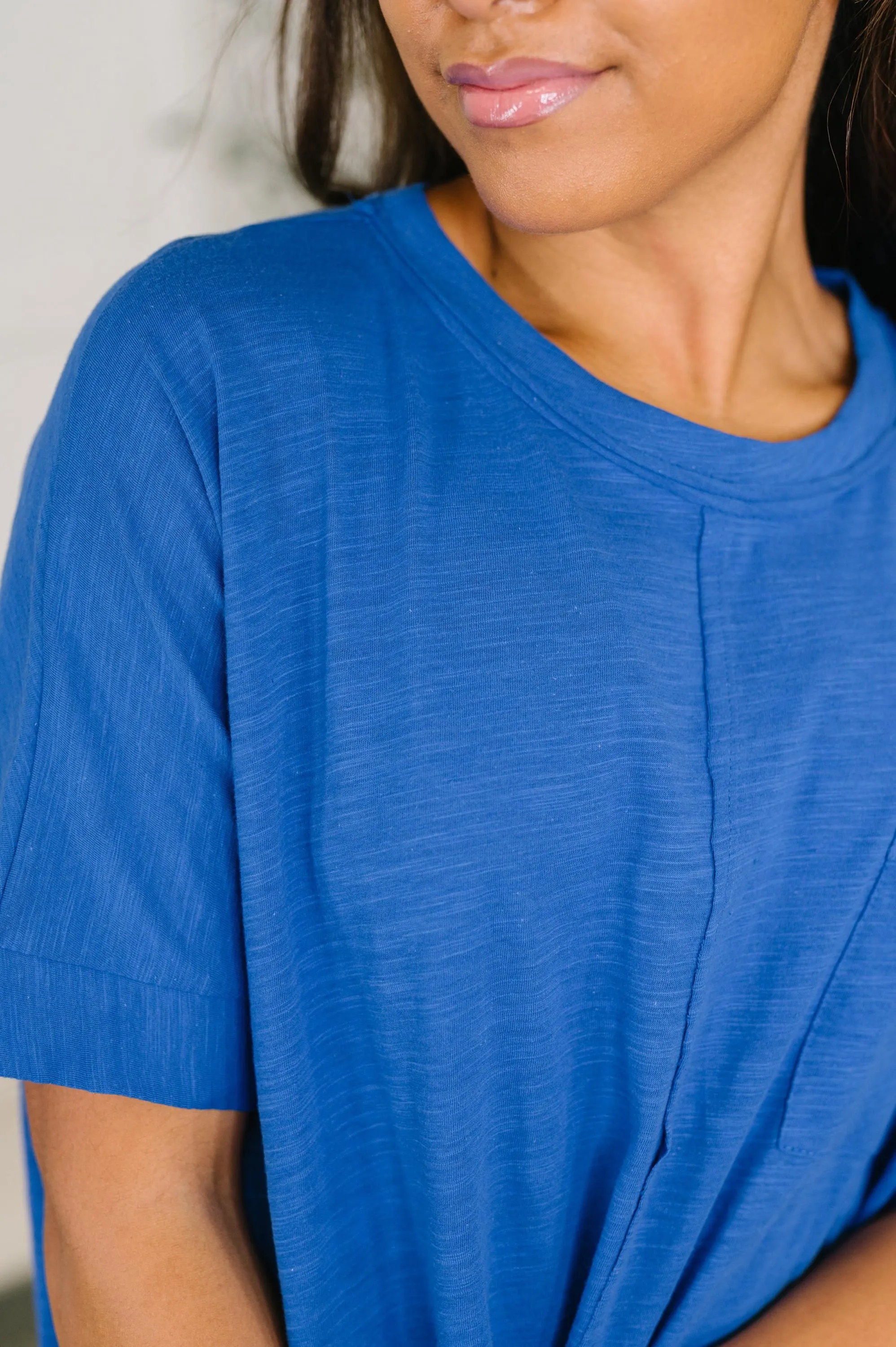 Relaxed Basic Cotton Tee in Royal Blue — view 2