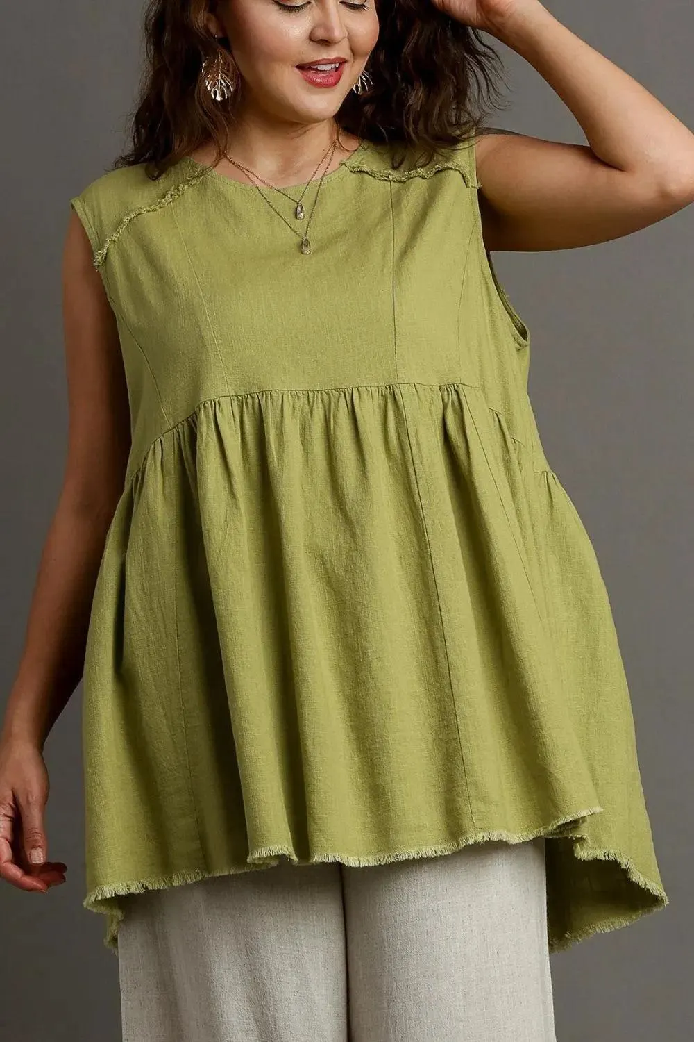 Aspen Adventure Raw Hem Linen Top — view 4