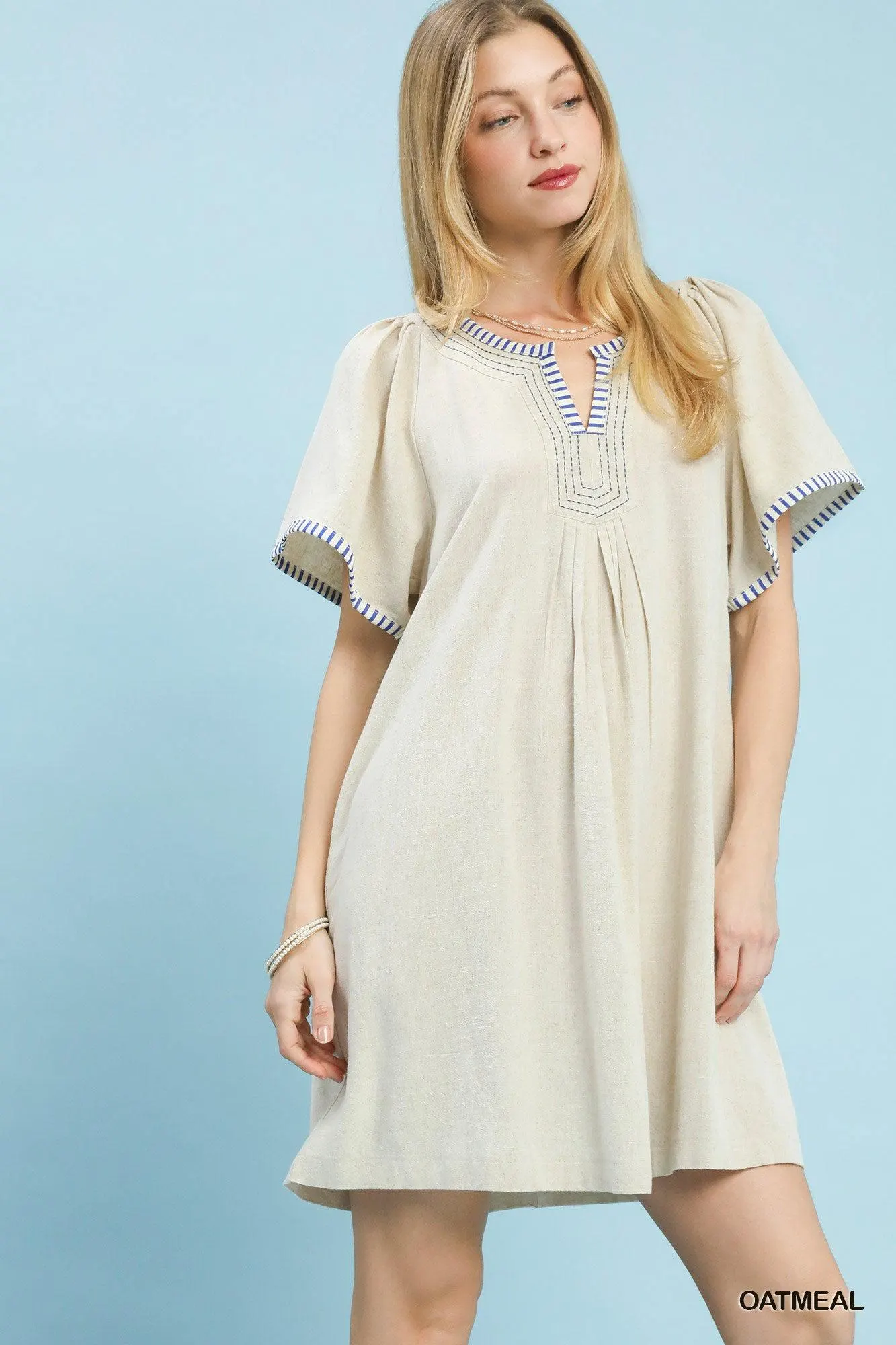 Cottage Linen Cotton Trim Dress — view 5
