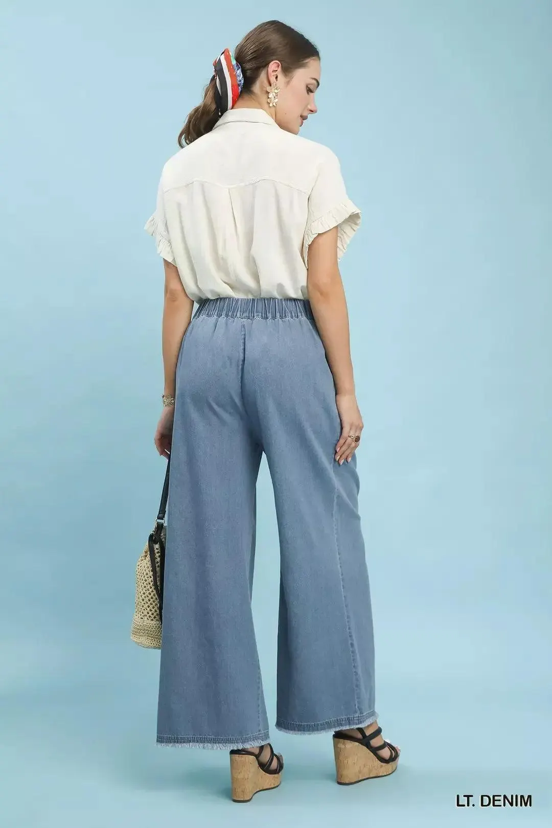Stone Washed Wide Leg Cotton Pants — view 5