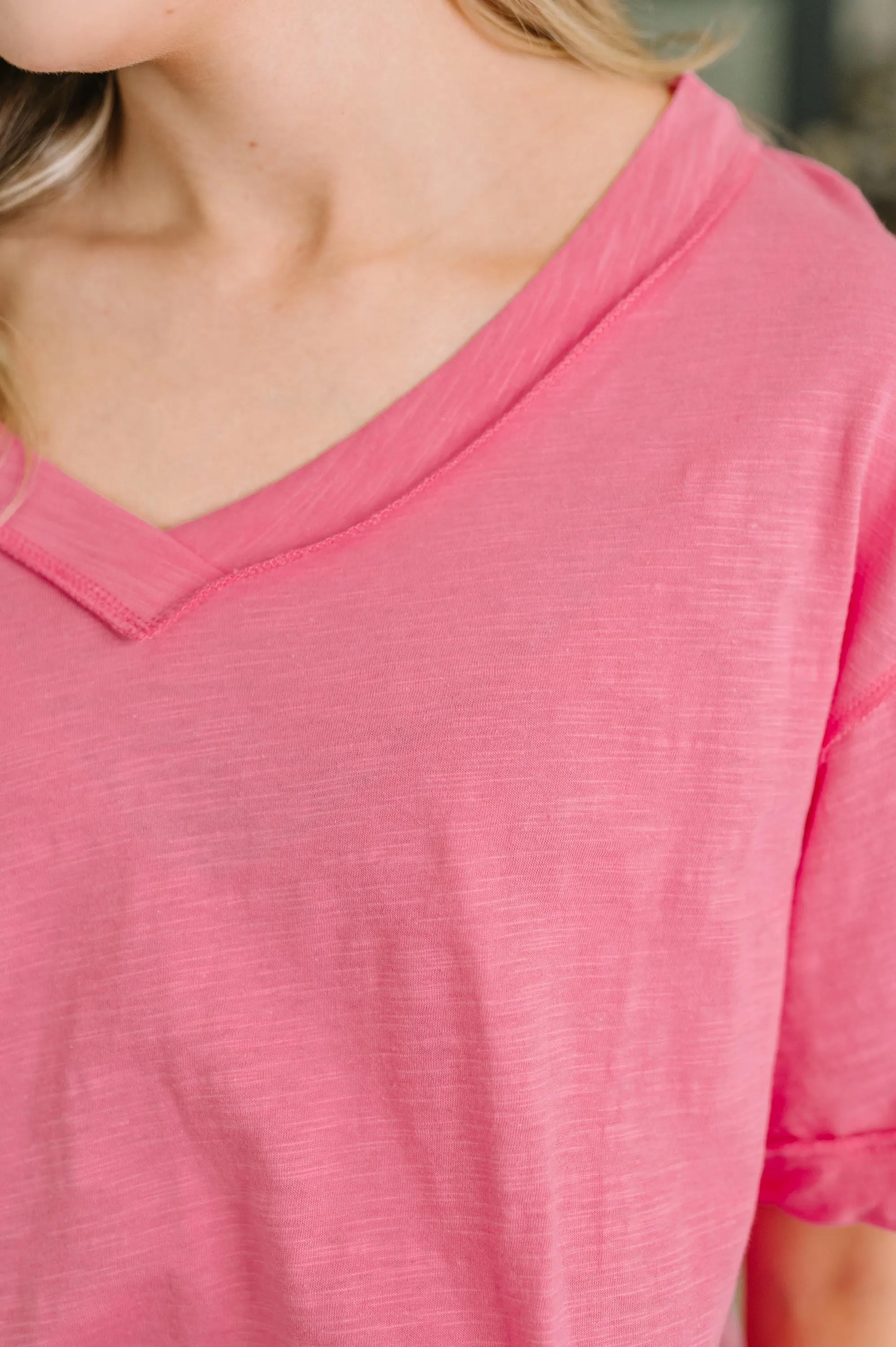 Thanks to You Relaxed Cotton Tee in Pink — view 3