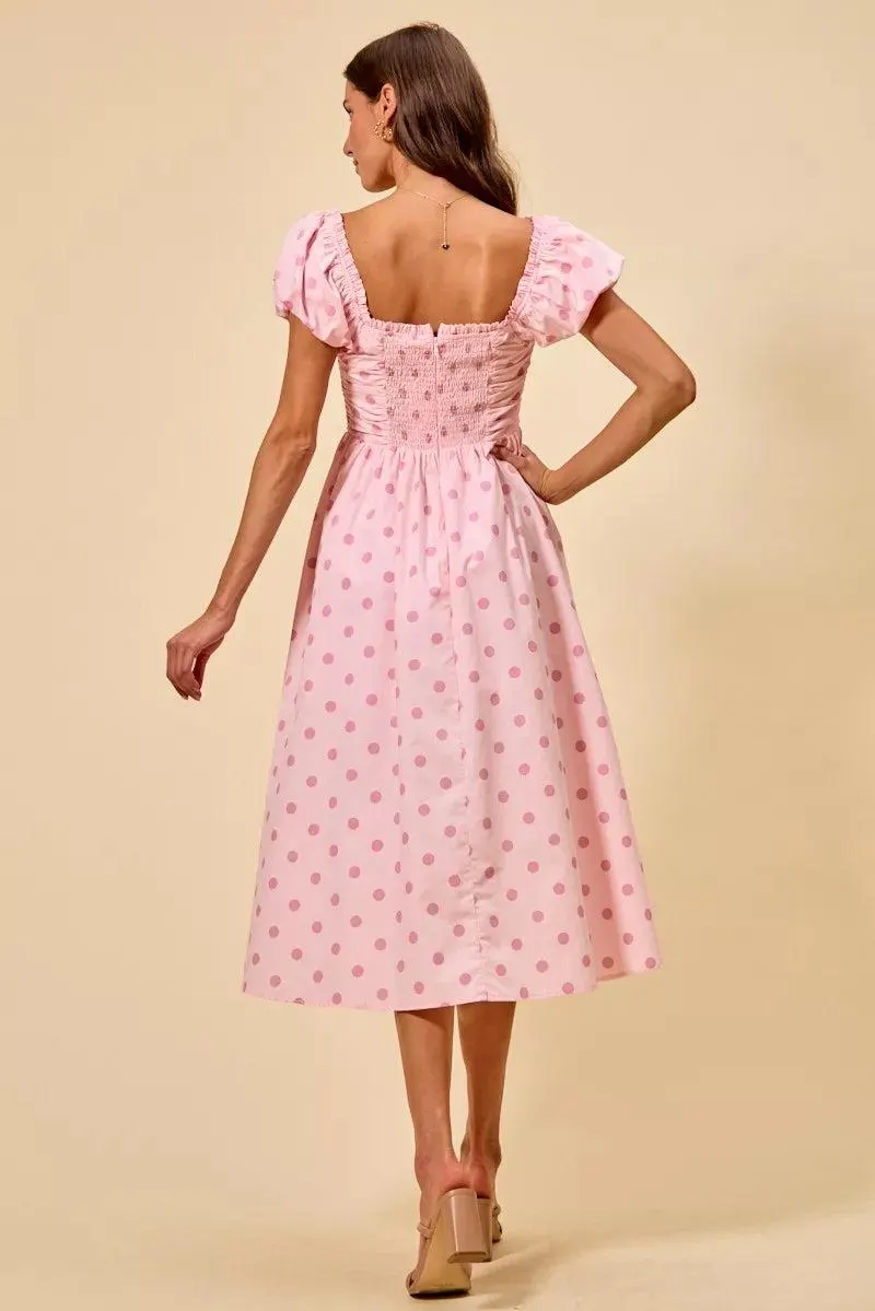 50's Polka Dot Retro Cutie Dress in Pink — view 12