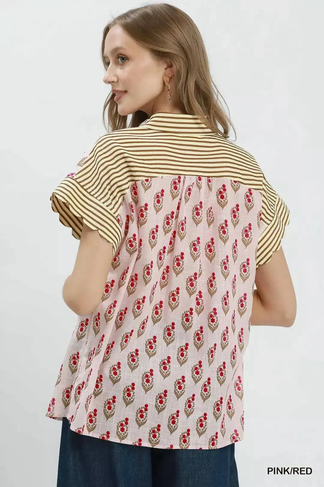 Rosewood Blossom Cotton Blouse — view 6