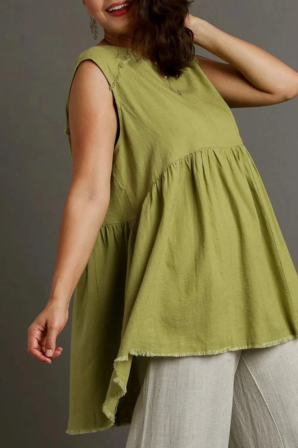 Aspen Adventure Raw Hem Linen Top — view 5