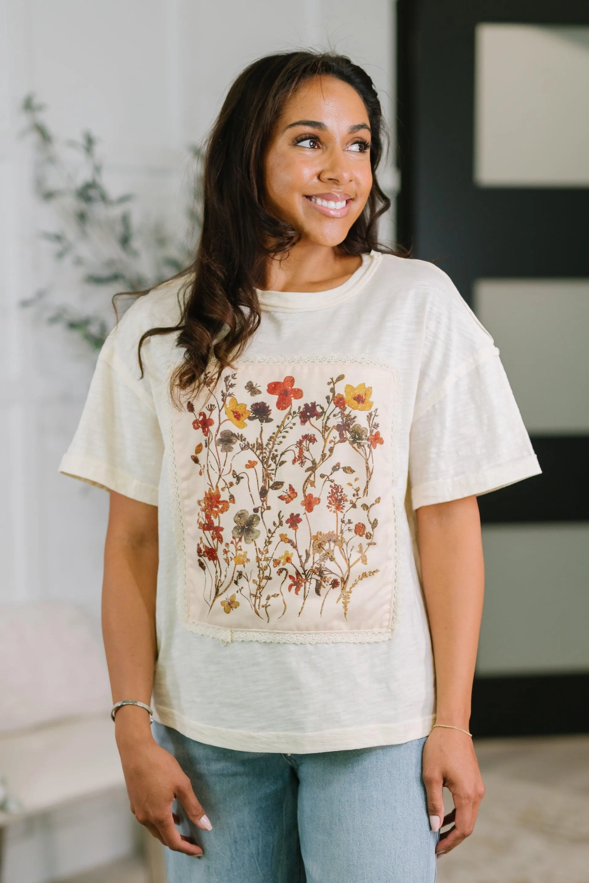 Wildflowers Applique Cotton Top