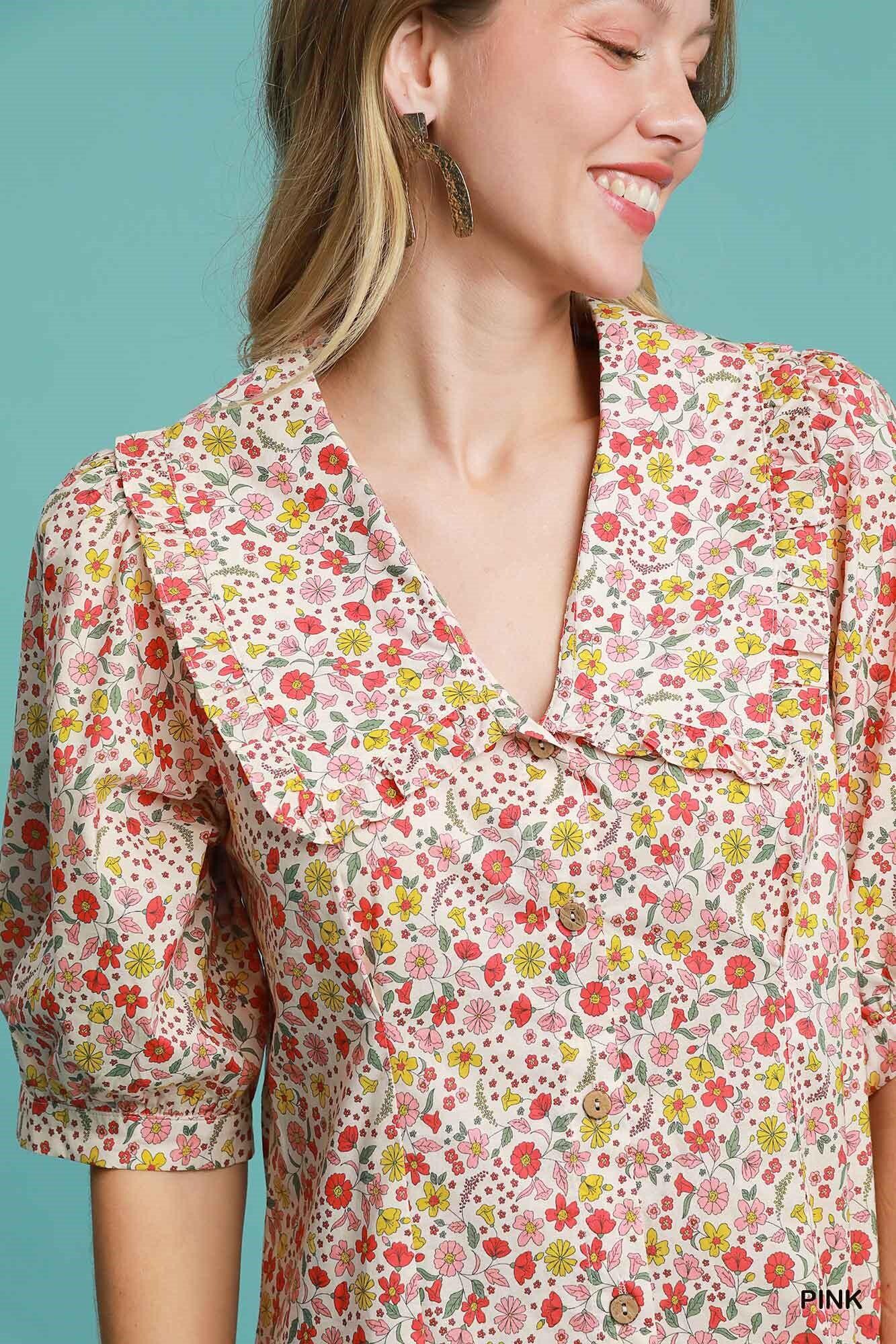 Love is A Verb Vintage Floral Dress in Pink — view 3