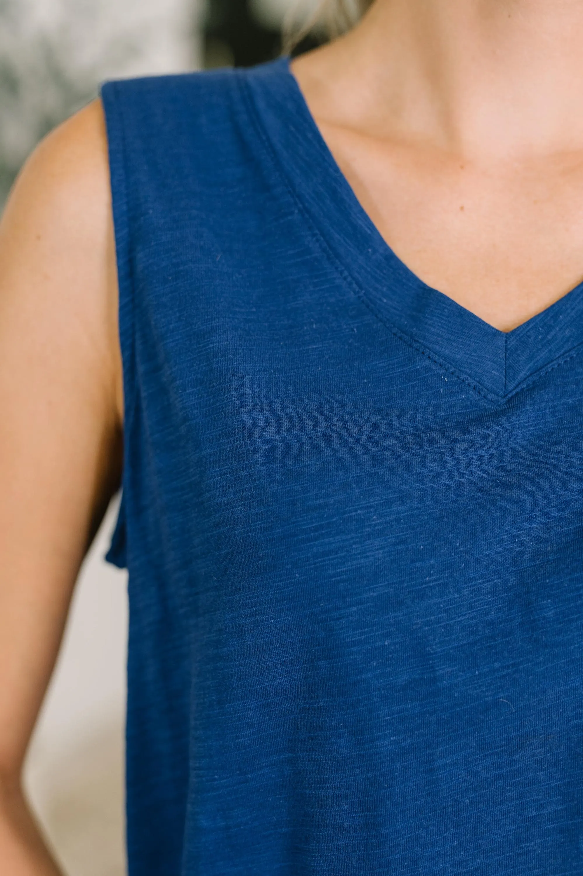 Getting Good V-neck Tank in Navy — view 3