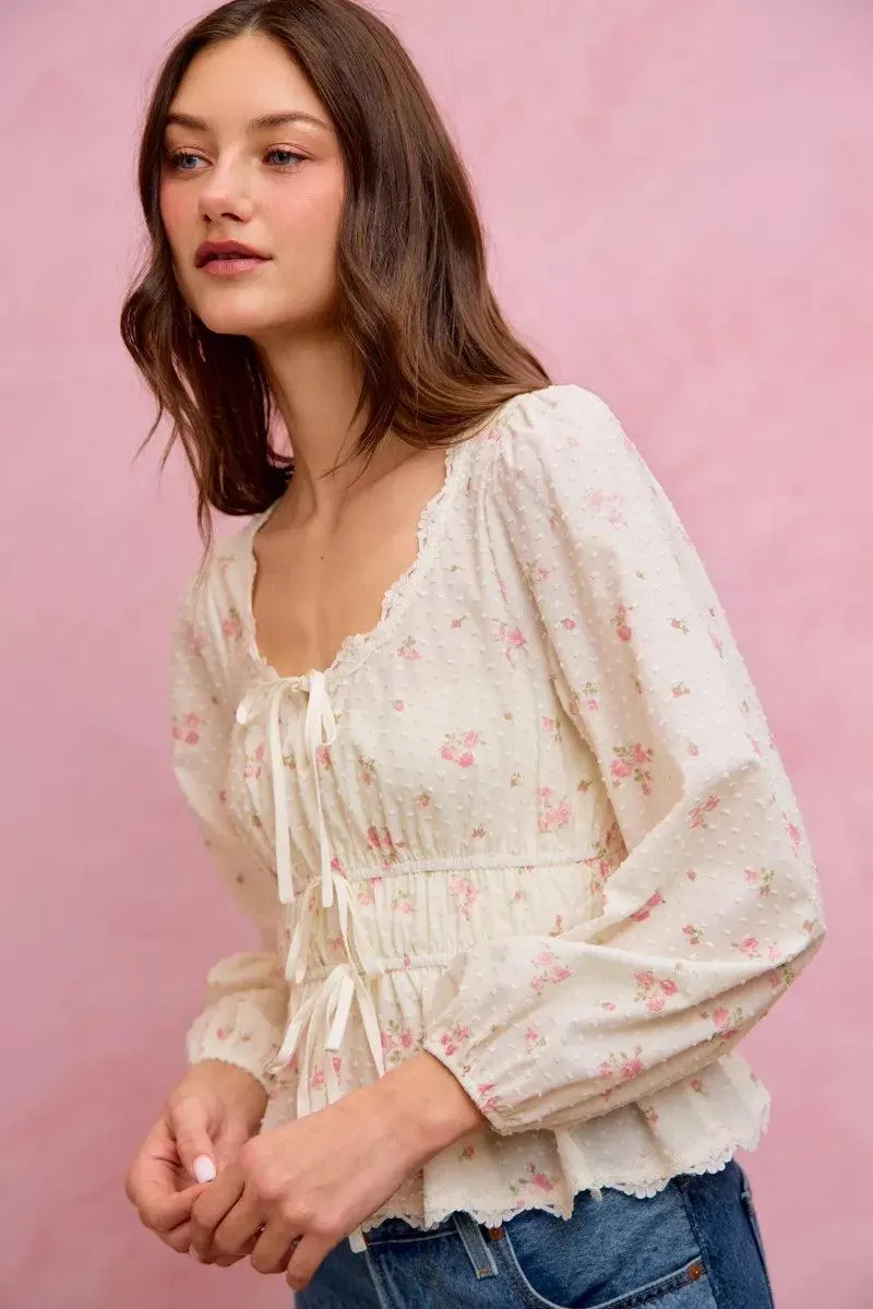 Wildflower Lace Ruched Bow Blouse — view 11