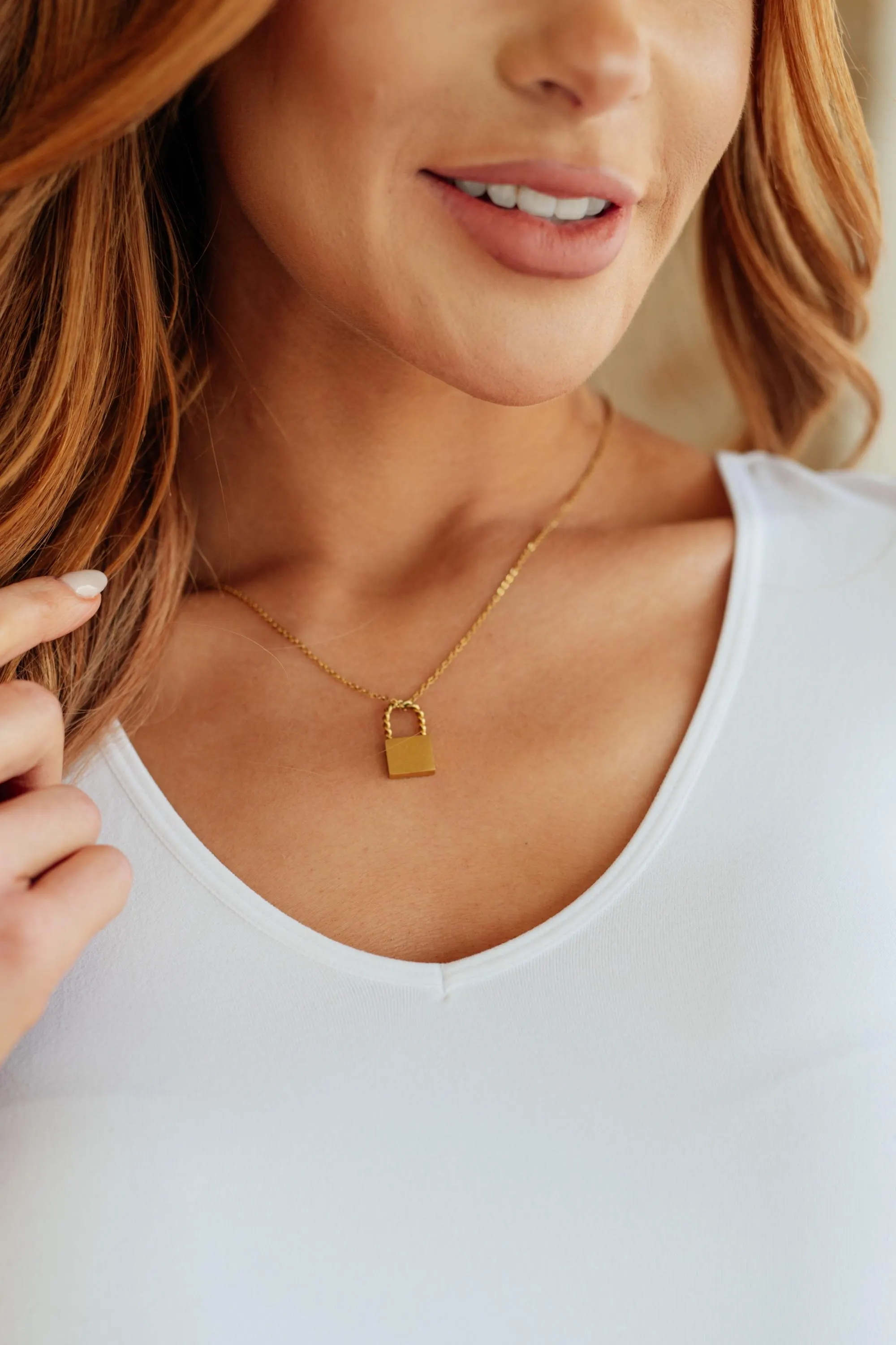 Lock It up Lock Pendant Necklace — view 2