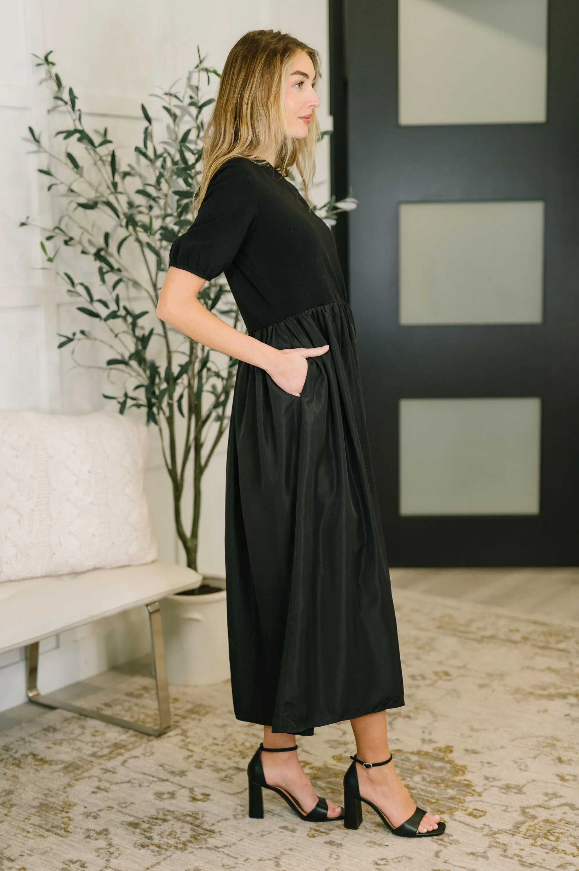 Classy Charm Midi Black Dress — view 3