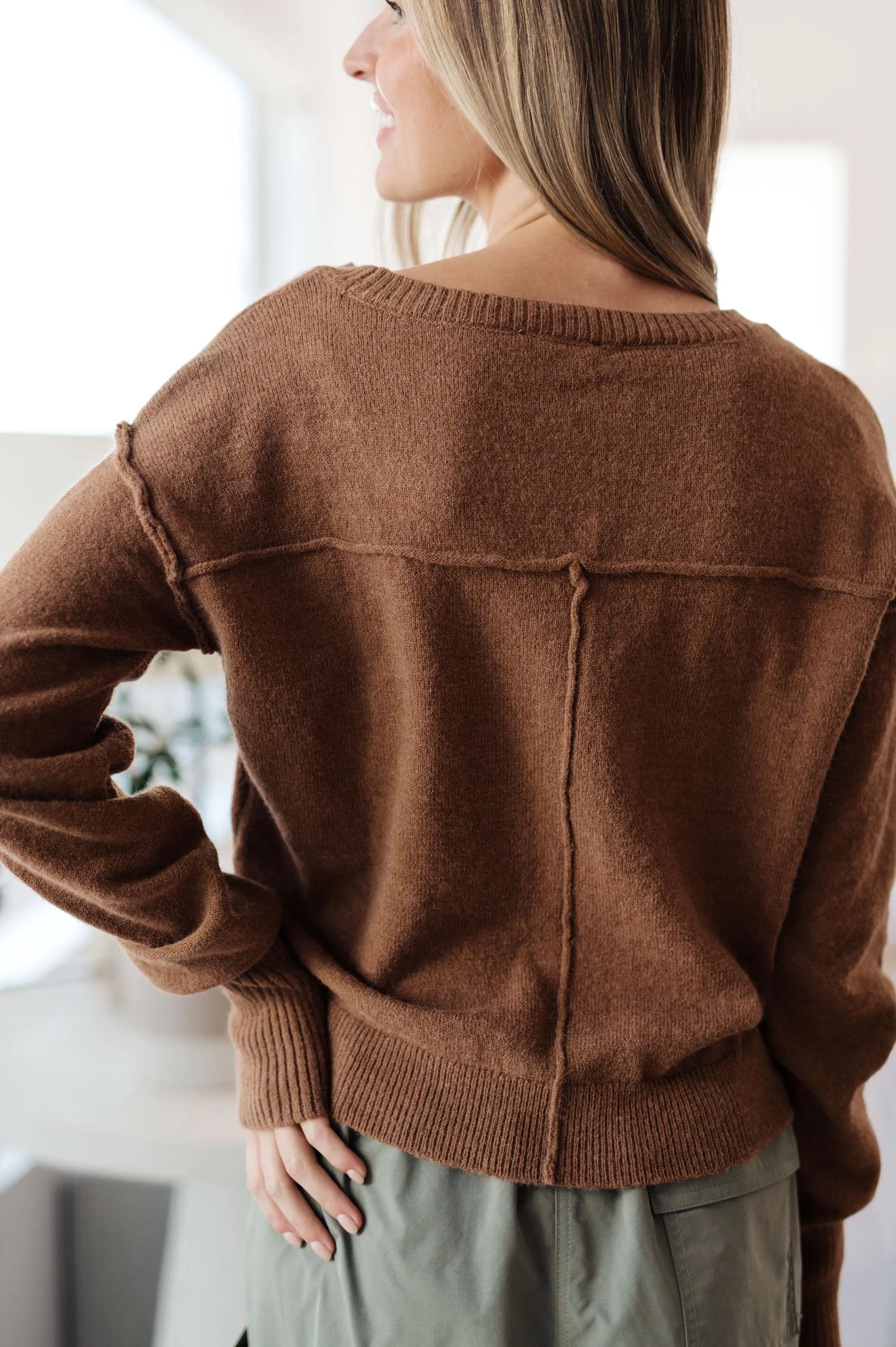 Back to Life V-neck Sweater in Mocha — view 10