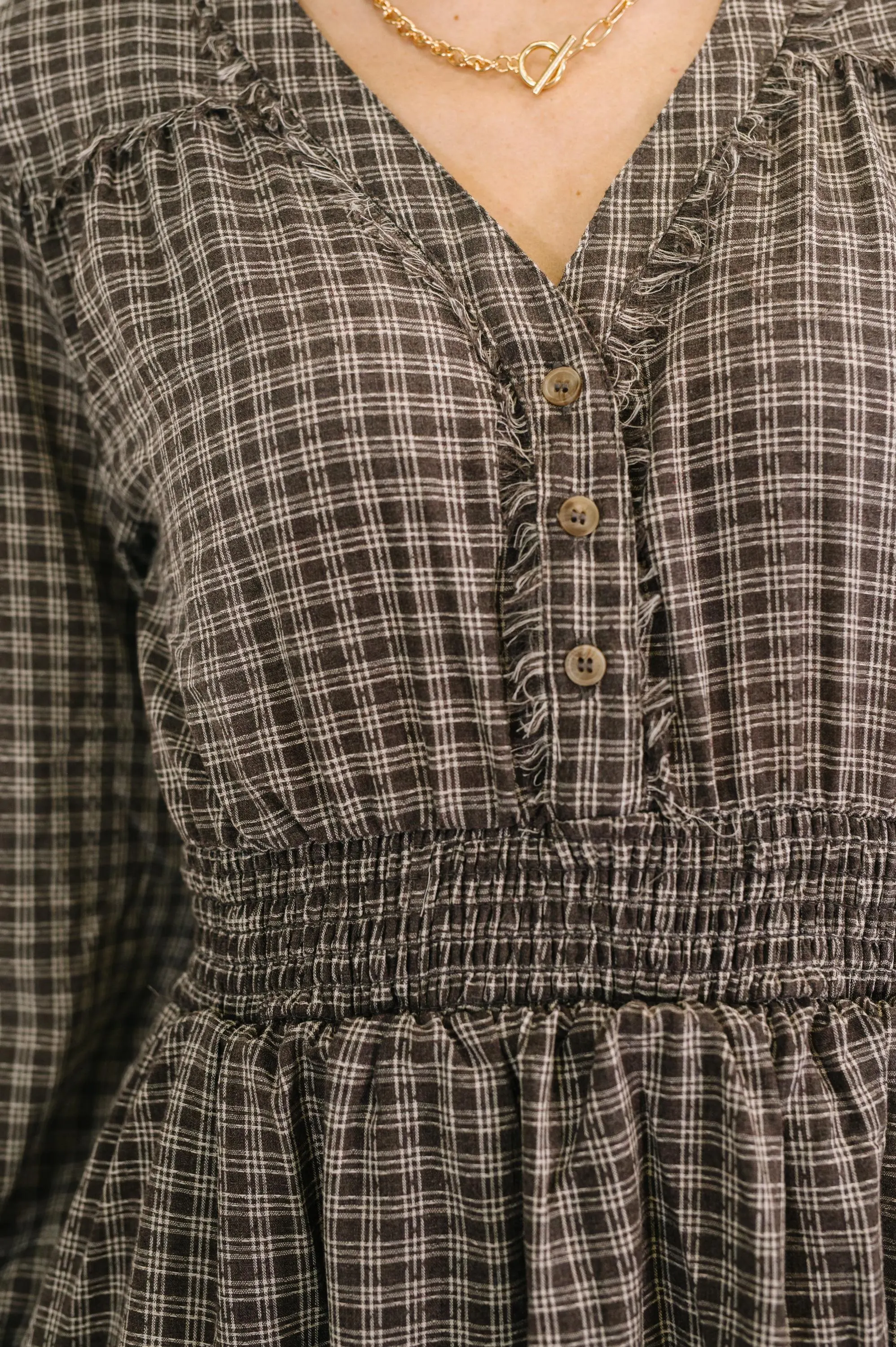 Fall Fairytale Plot Plaid Midi Dress — view 2