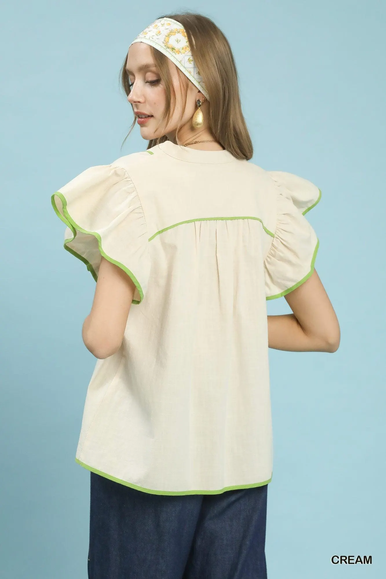 Whipped Cream Cotton Babydoll Blouse — view 4