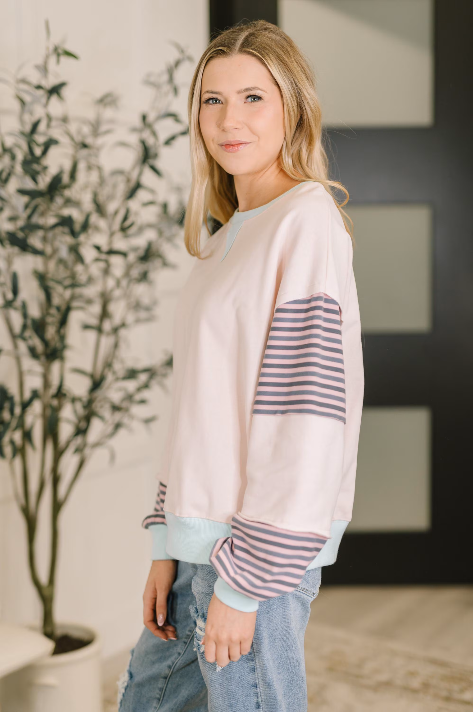 Outside the Lines Oversized Color Block Pullover — view 4