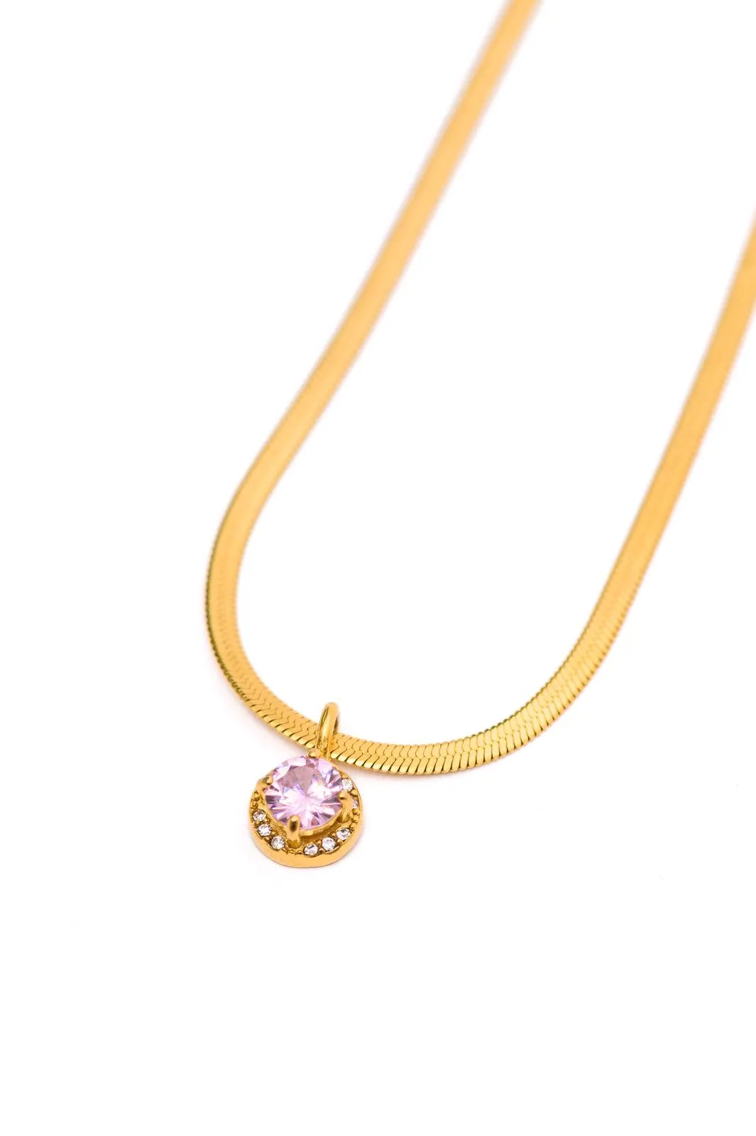 18K Gold Here to Shine Pink Gem Hypoallergenic Necklace — view 12