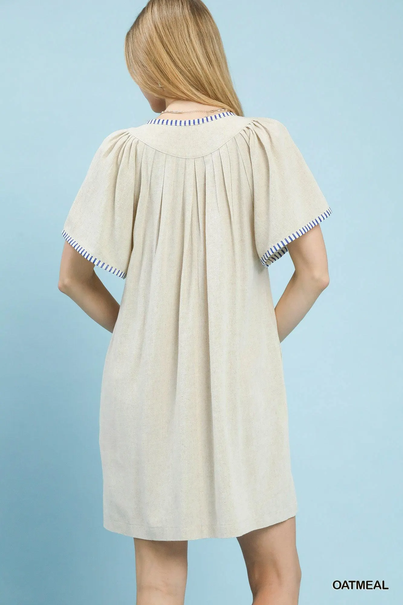 Cottage Linen Cotton Trim Dress — view 4
