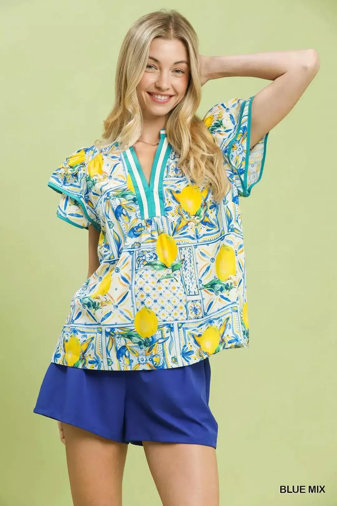 When in Rome Lemon Grove Flutter Blouse