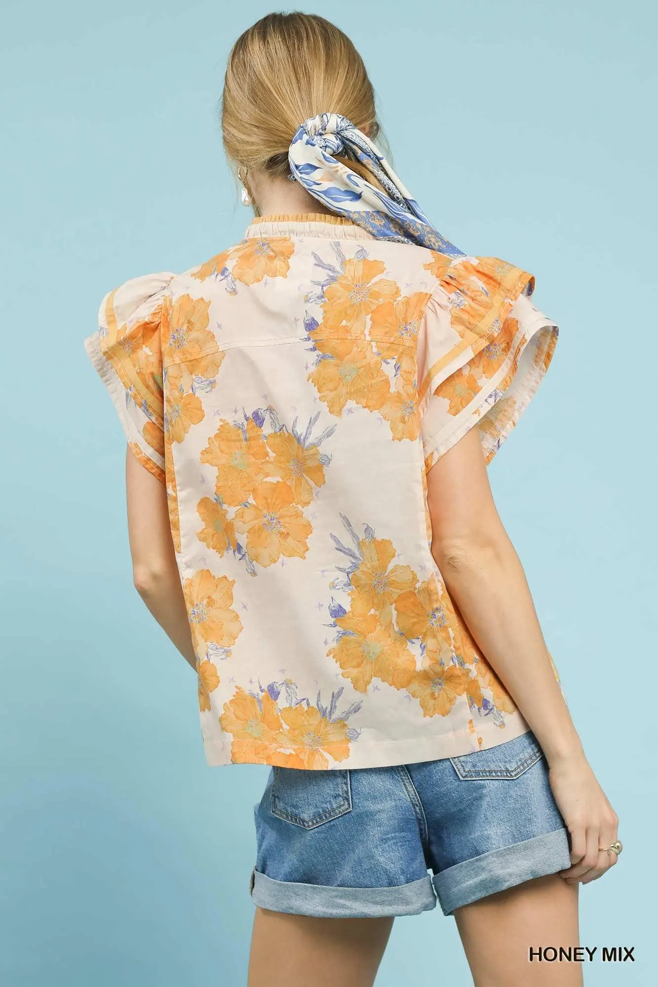 Honey Im Home Floral Ruffle Cotton Top — view 3