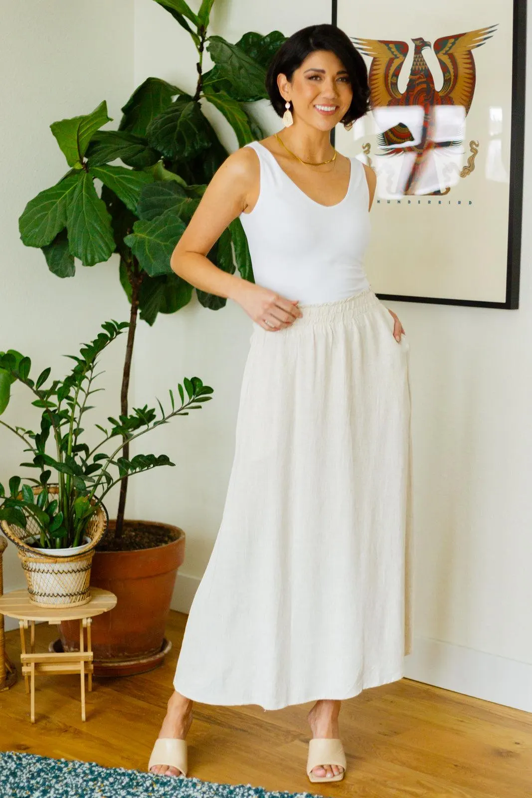 Homesteading Linen Maxi Skirt in Sourdough — view 3