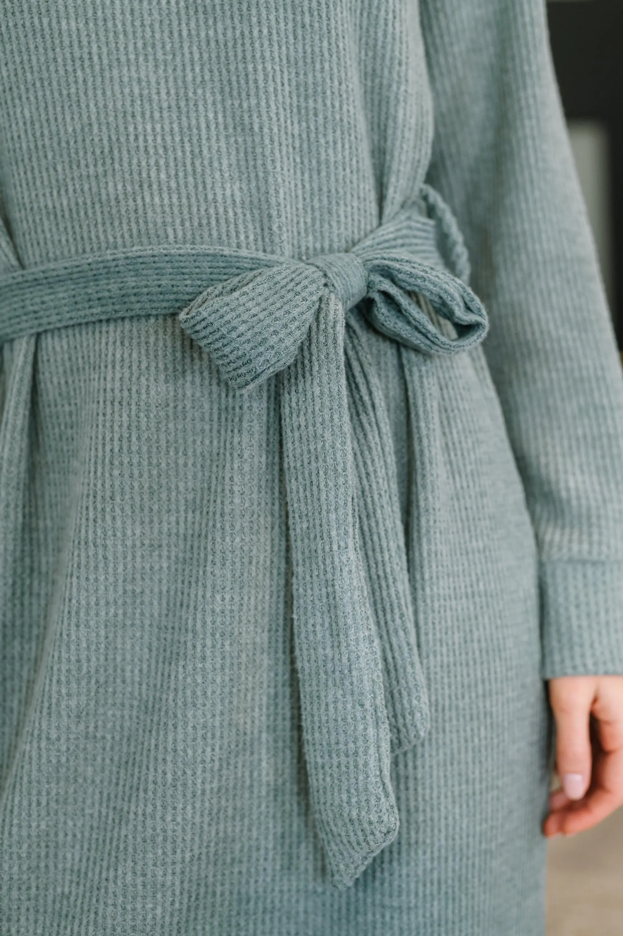 Sweater Dress Travel Plush Knit Maxi Dress in Soft Teal — view 2