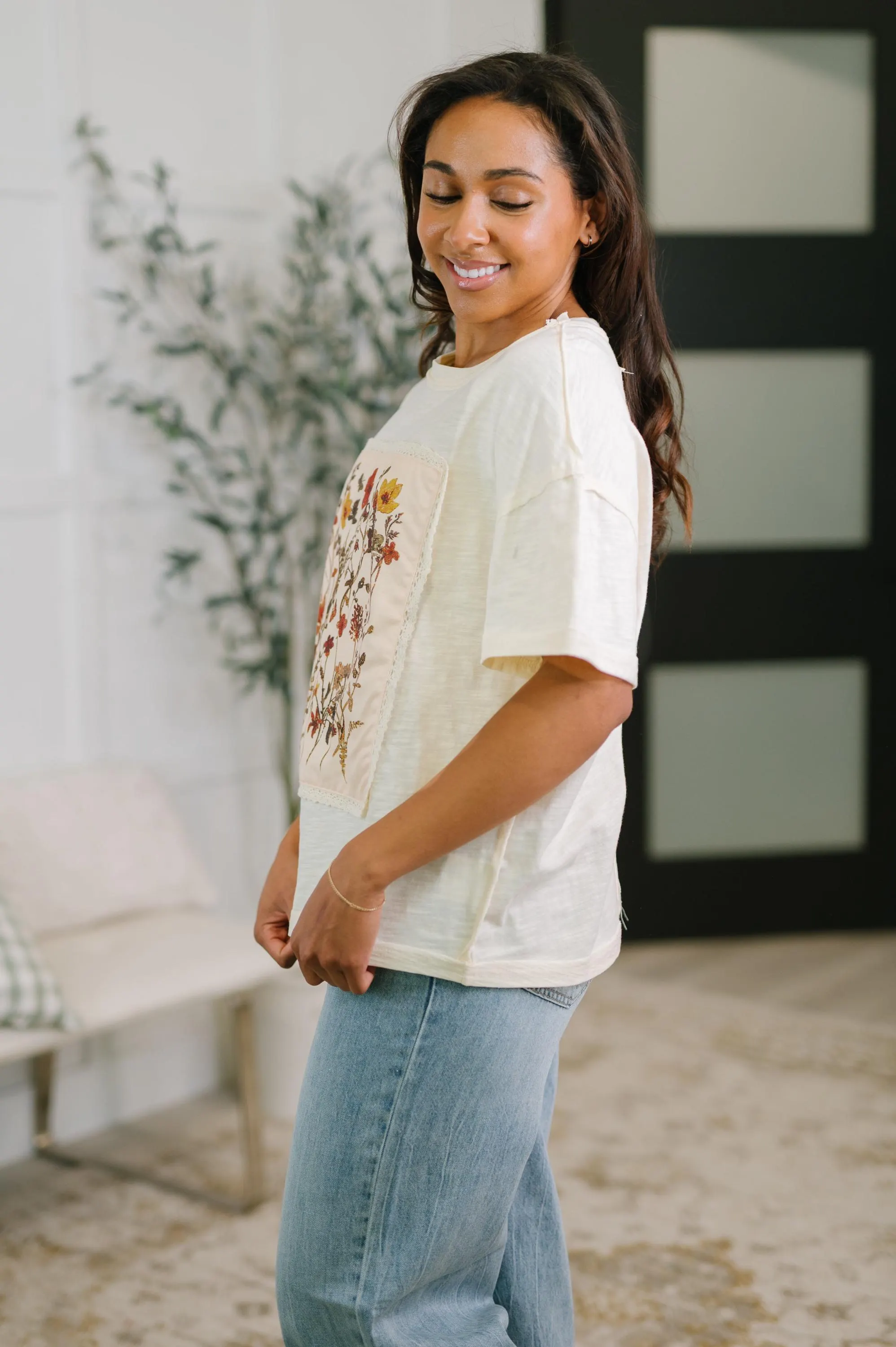 Autumn Fields Floral Cotton Top — view 4