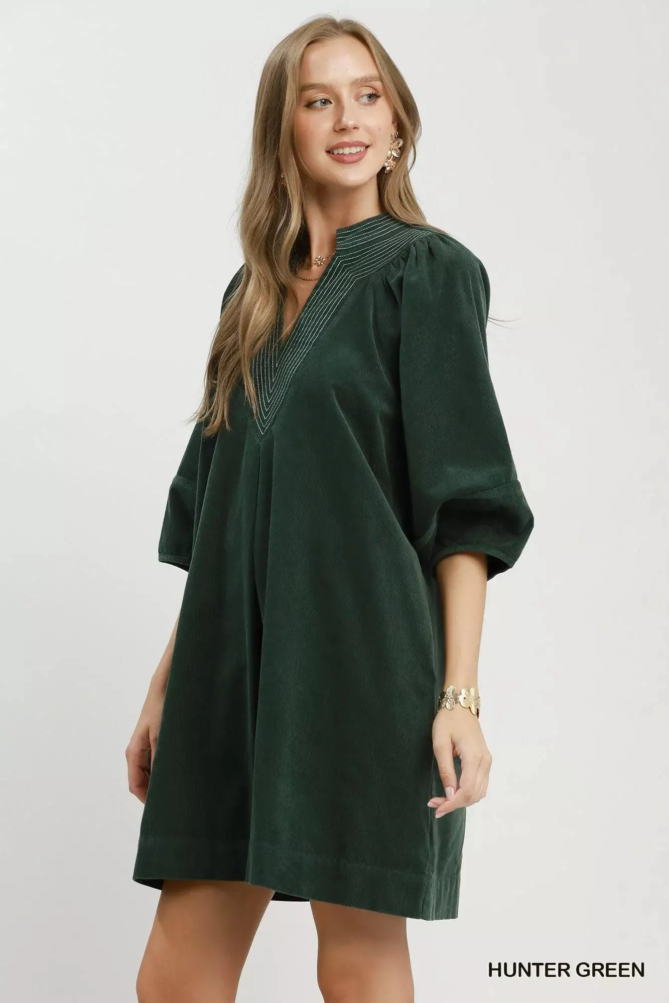 Evergreen Corduroy Pocket Dress — view 3