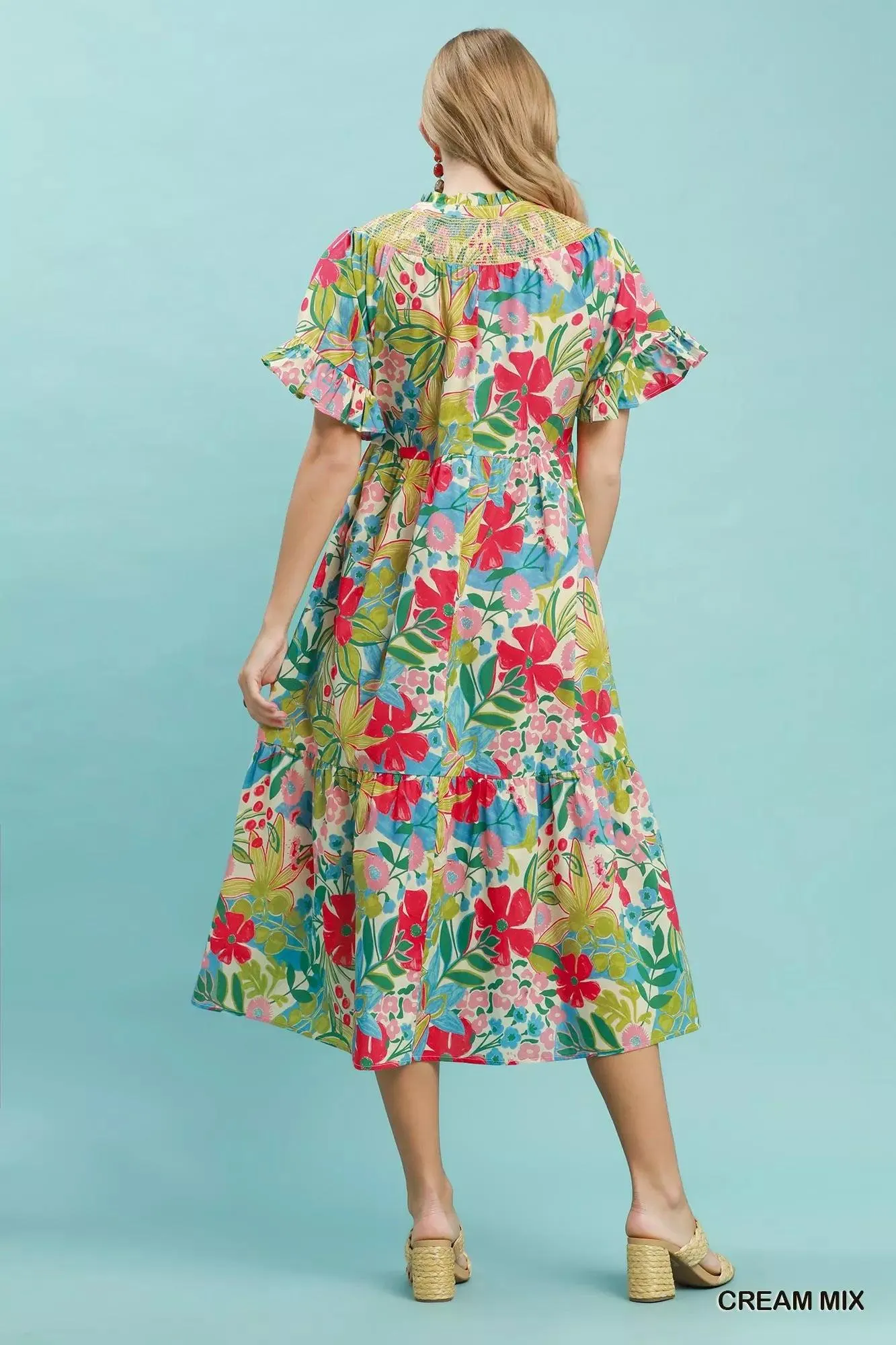 Tropical Garden Tiered Midi Dress — view 5