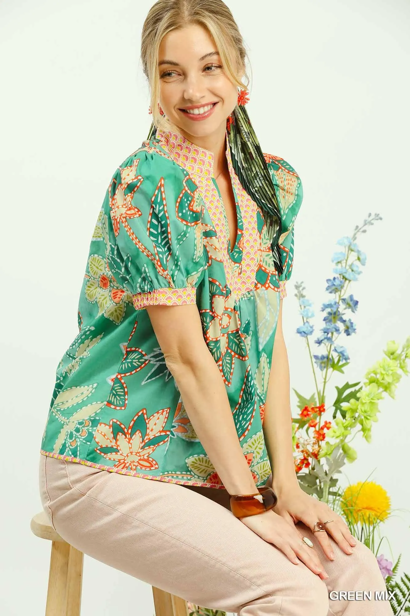 Where the Flowers Grow Cotton Blouse — view 3