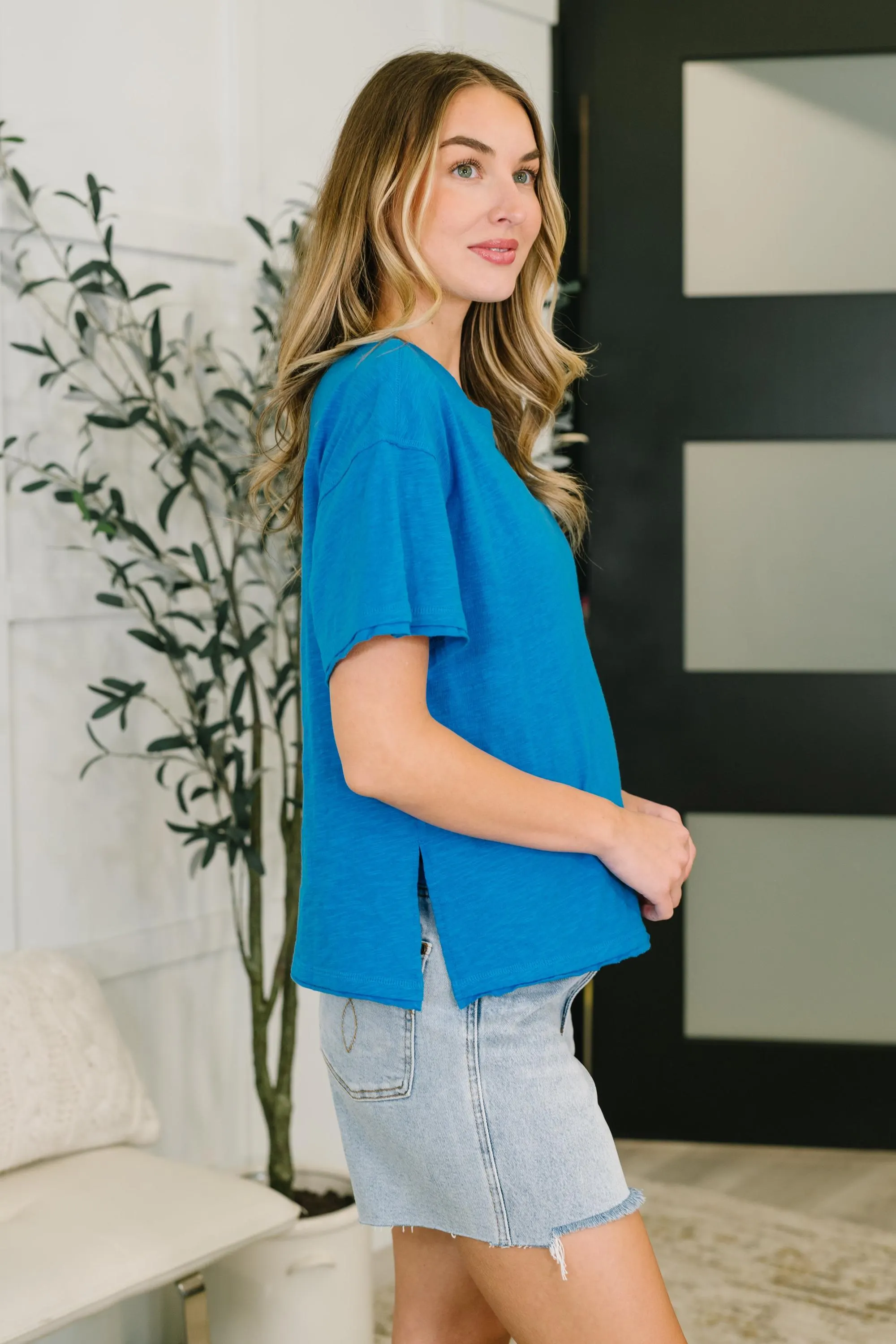 Effortless Edit Cotton Tee in Deep Sky — view 4