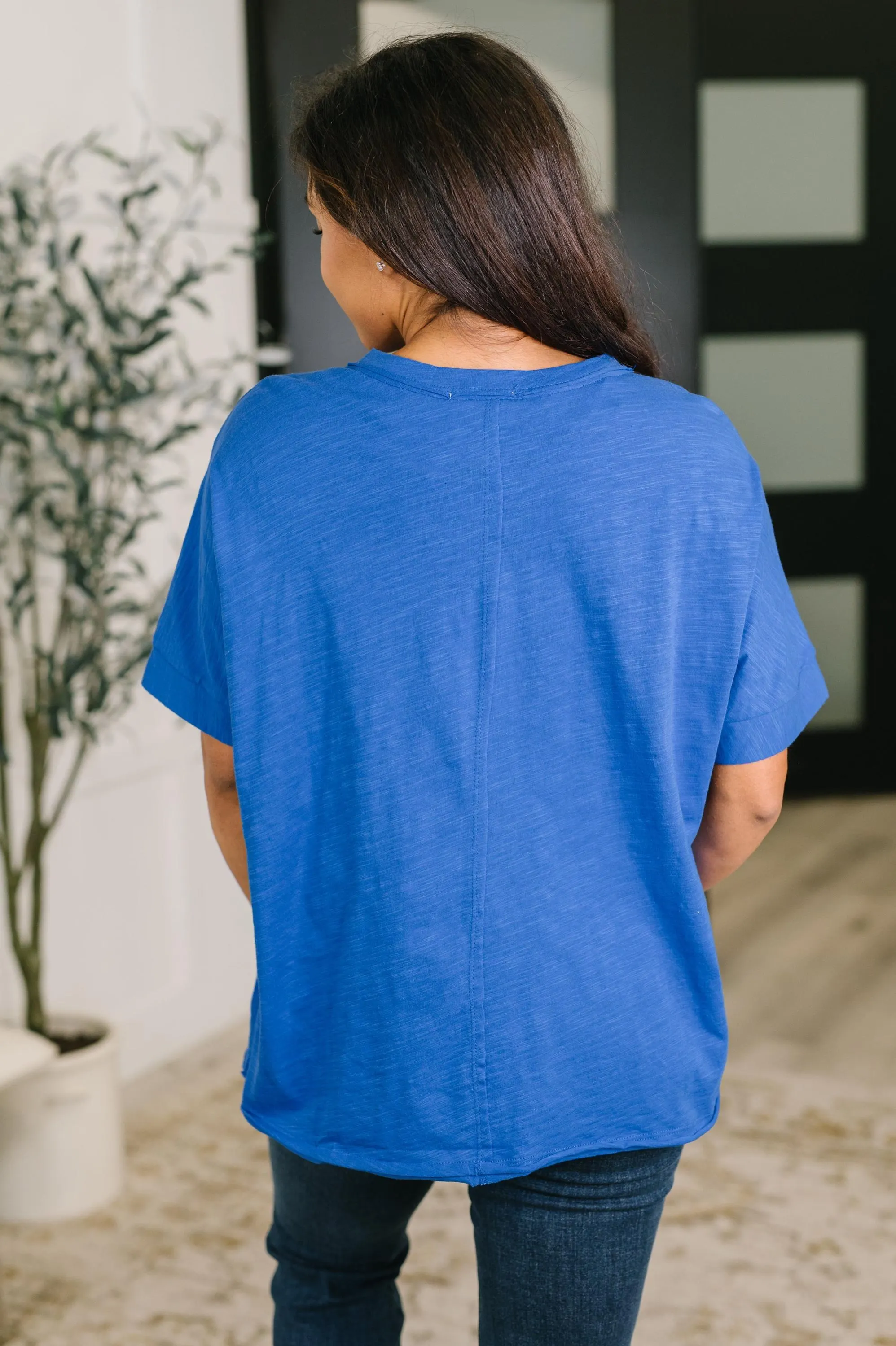 Relaxed Basic Cotton Tee in Royal Blue — view 5