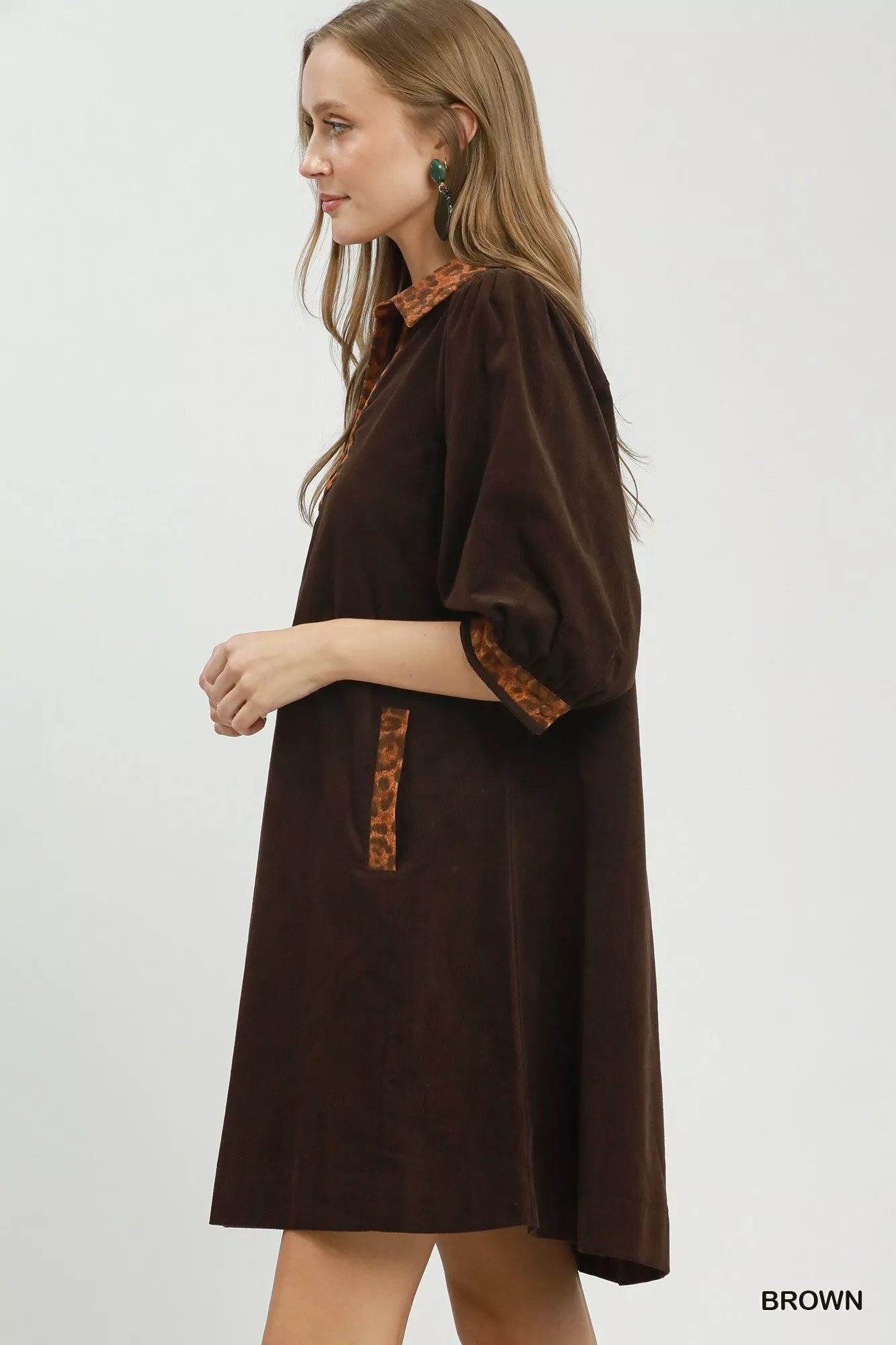Autumn Cutie Corduroy Cotton Shift Dress — view 4