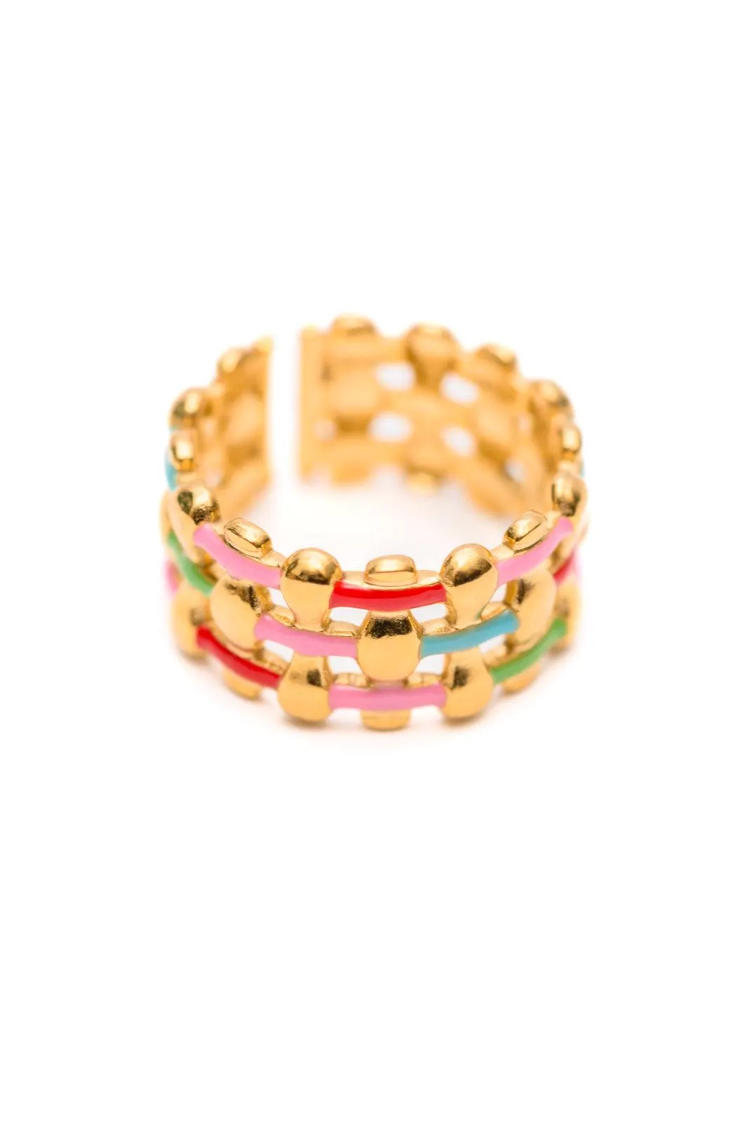 Woven in Color Ring 18K Gold Plated Stainless Steel — view 2