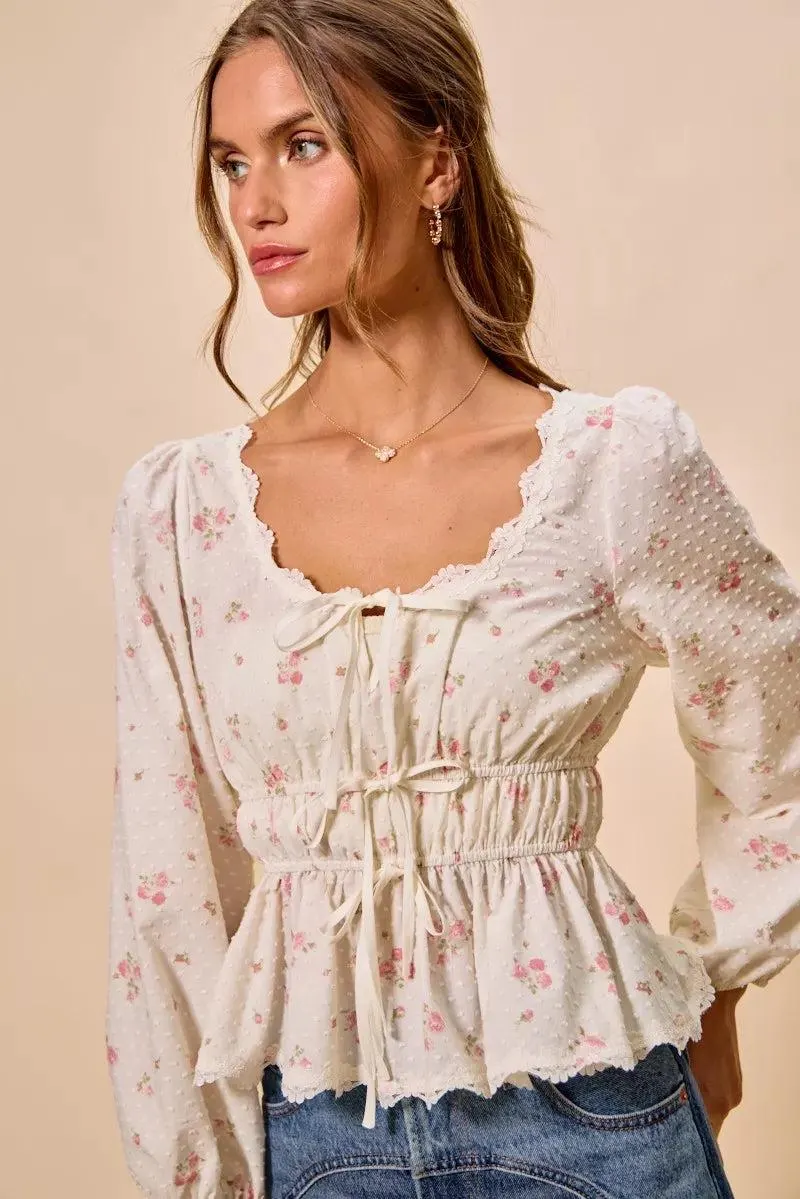 Wildflower Lace Ruched Bow Blouse — view 19