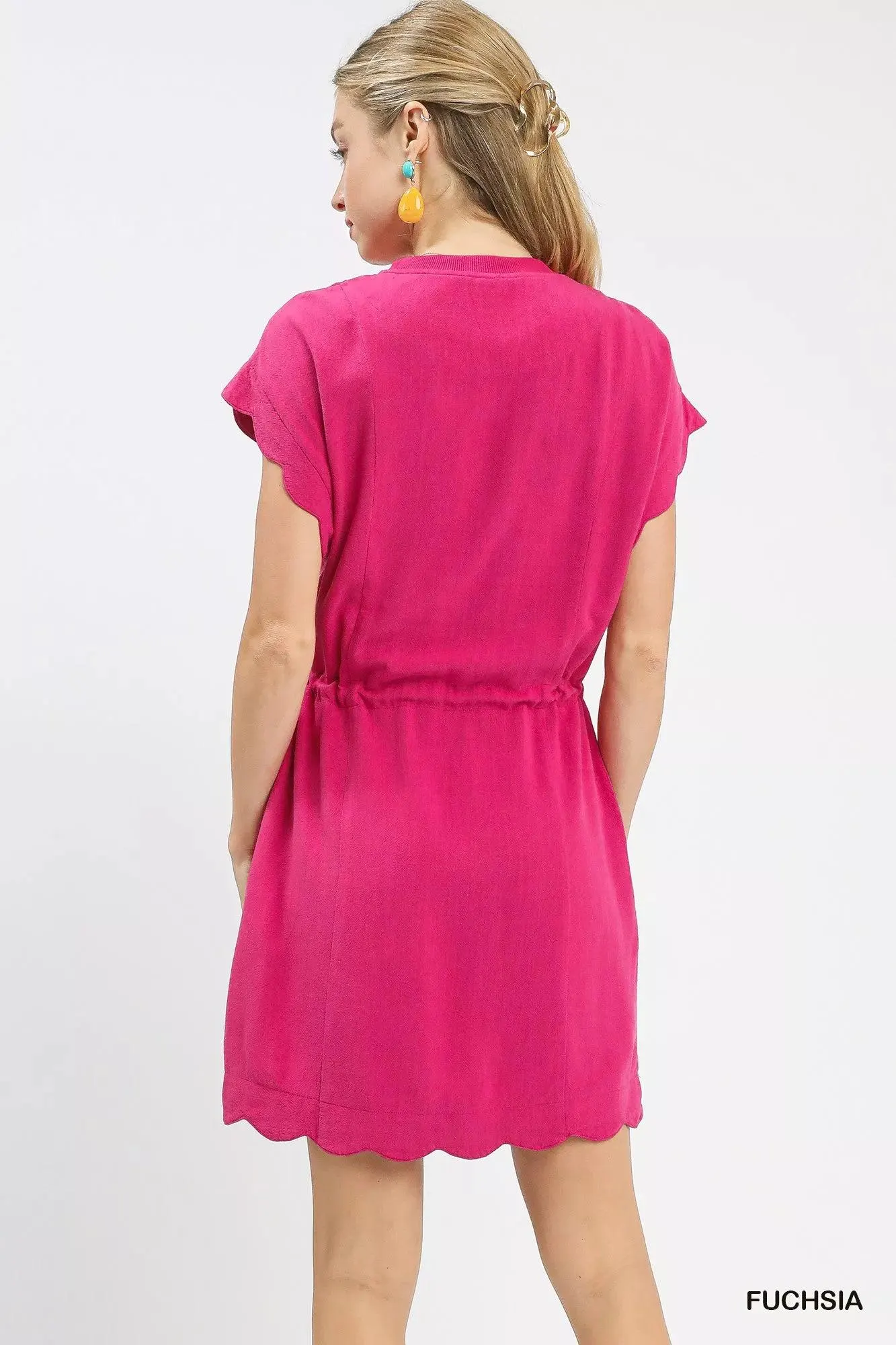 Rosie Linen Scallop Hem Mini Dress — view 4