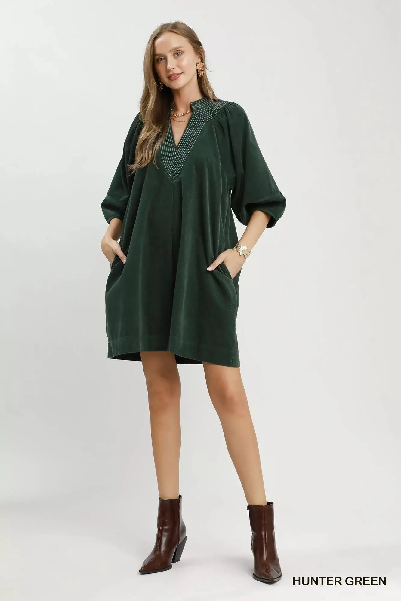 Evergreen Corduroy Pocket Dress — view 5