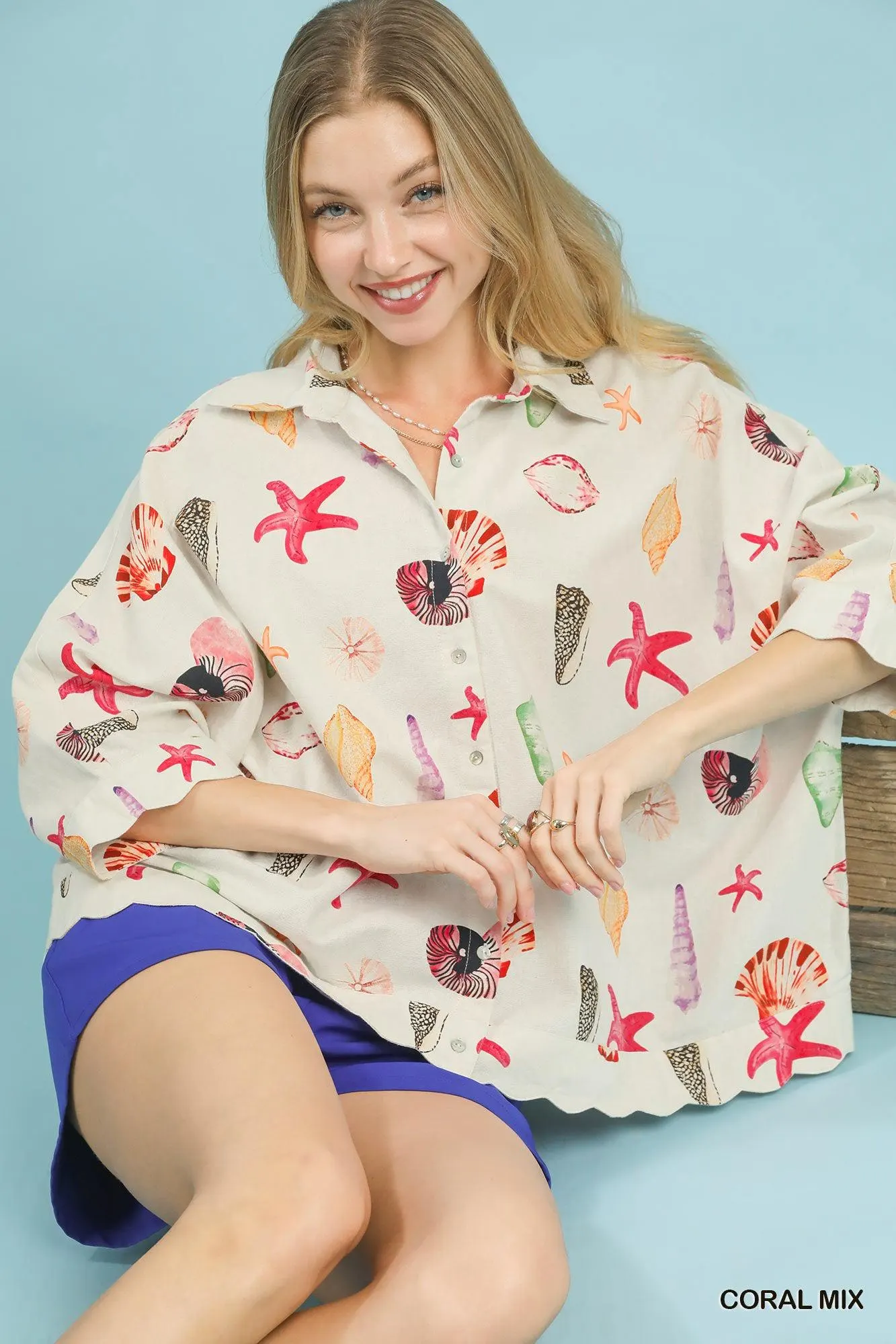 Coral Reef Seashell Cotton Layering Top — view 6