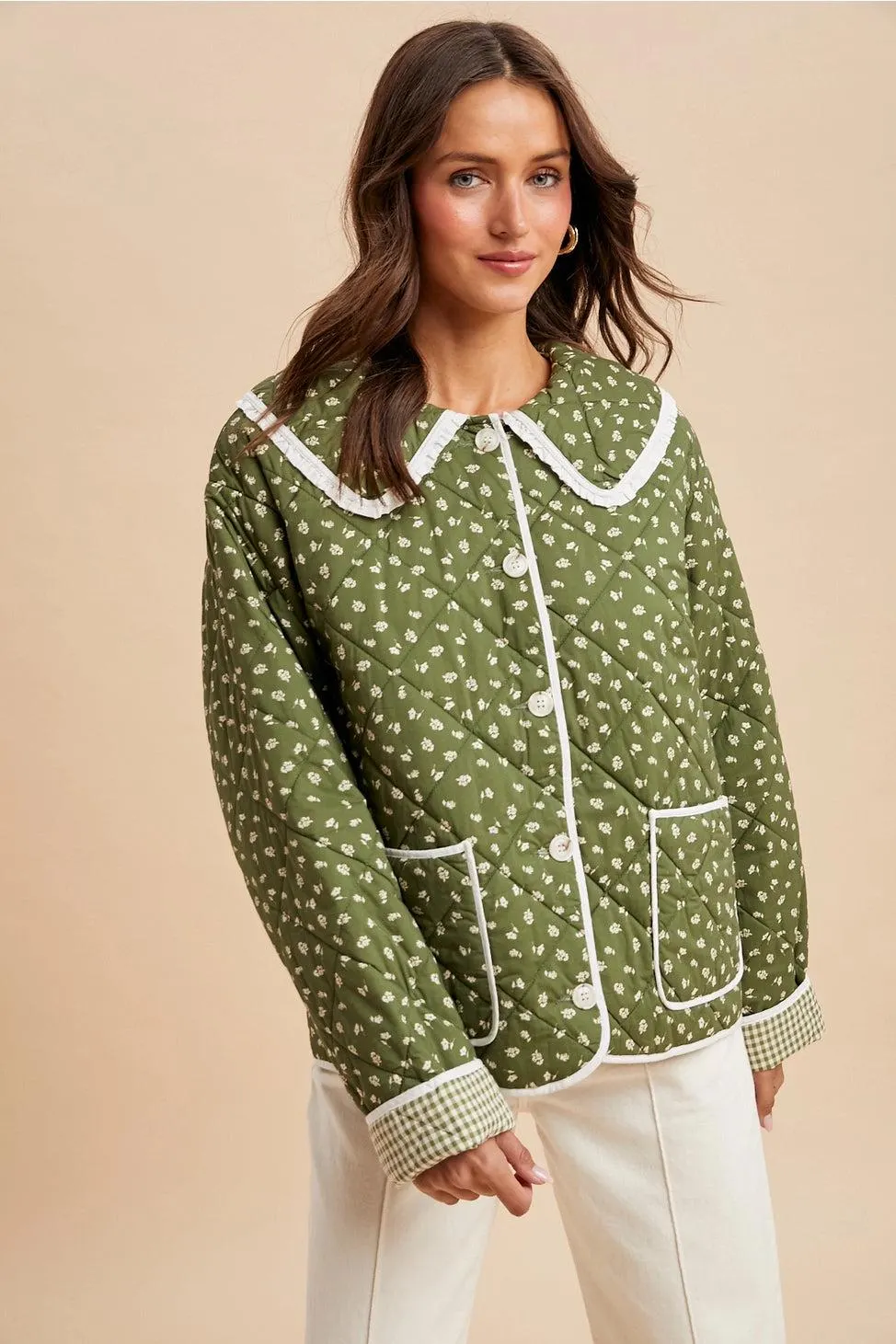 Heirloom Quilted Cotton Puffer Jacket in Pine