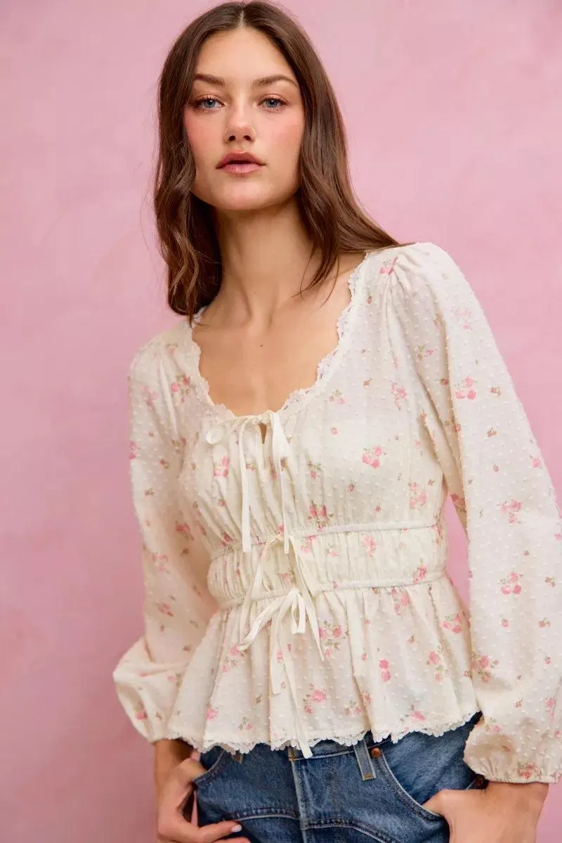 Wildflower Lace Ruched Bow Blouse — view 4