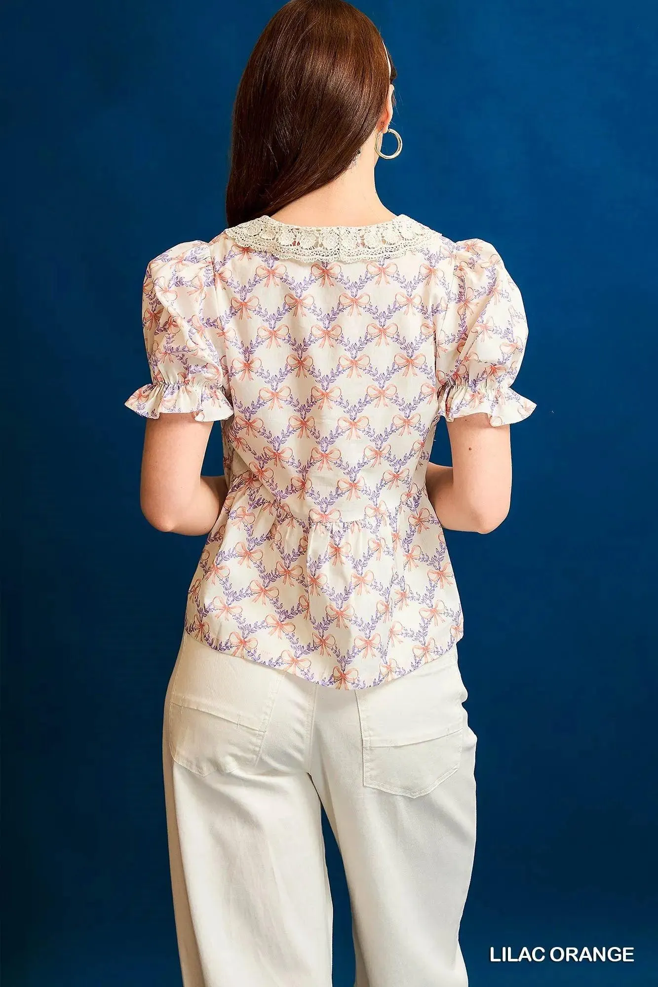 Lavender Haze Lace Cotton Bow Blouse — view 2