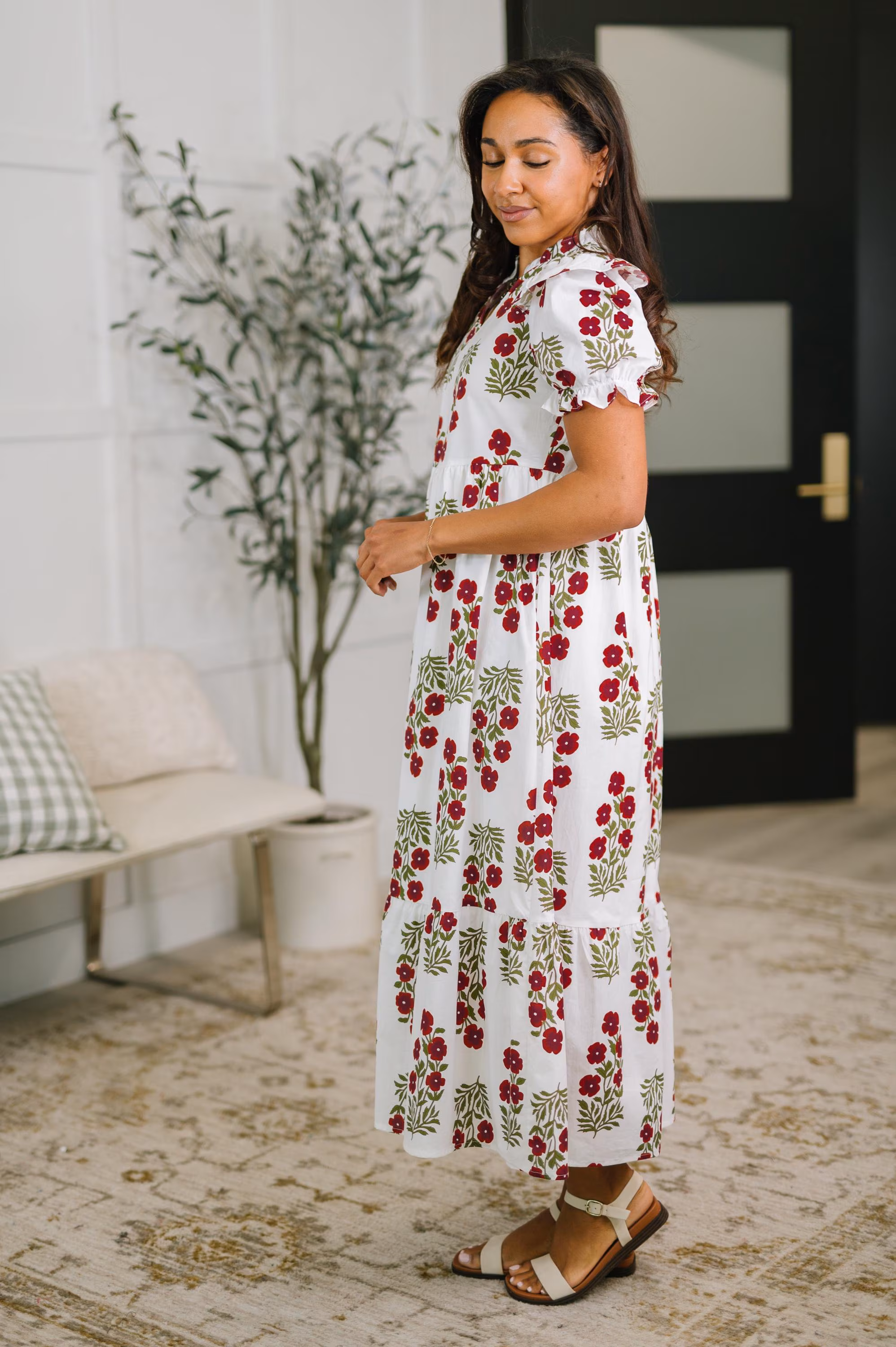Quiet Life Notch Neck Tiered Dress in White — view 5