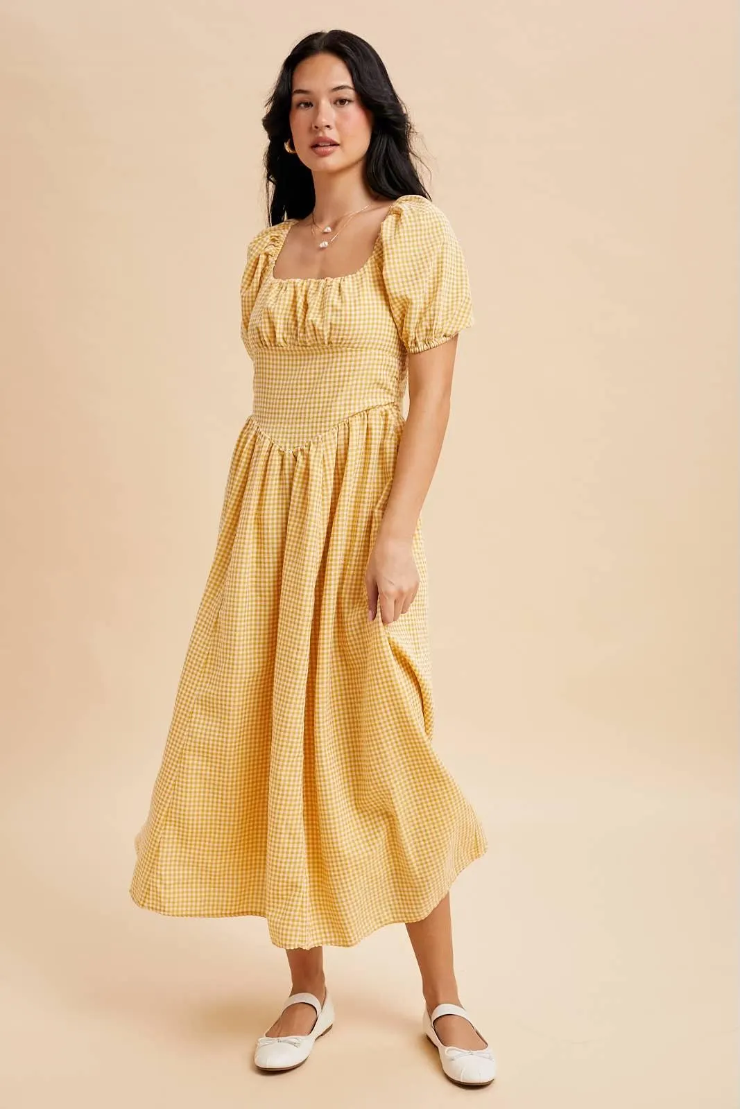 Honey for Your Thoughts Gingham Maxi Dress — view 4
