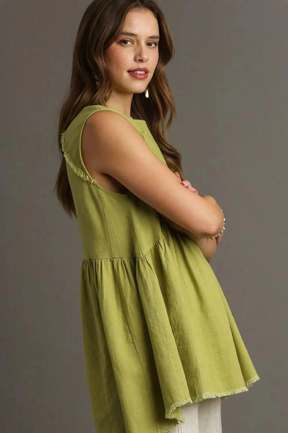 Aspen Adventure Raw Hem Linen Top — view 3