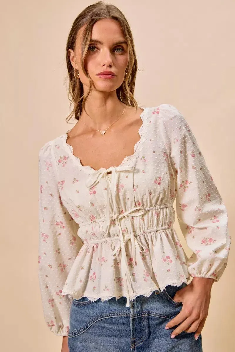 Wildflower Lace Ruched Bow Blouse — view 3