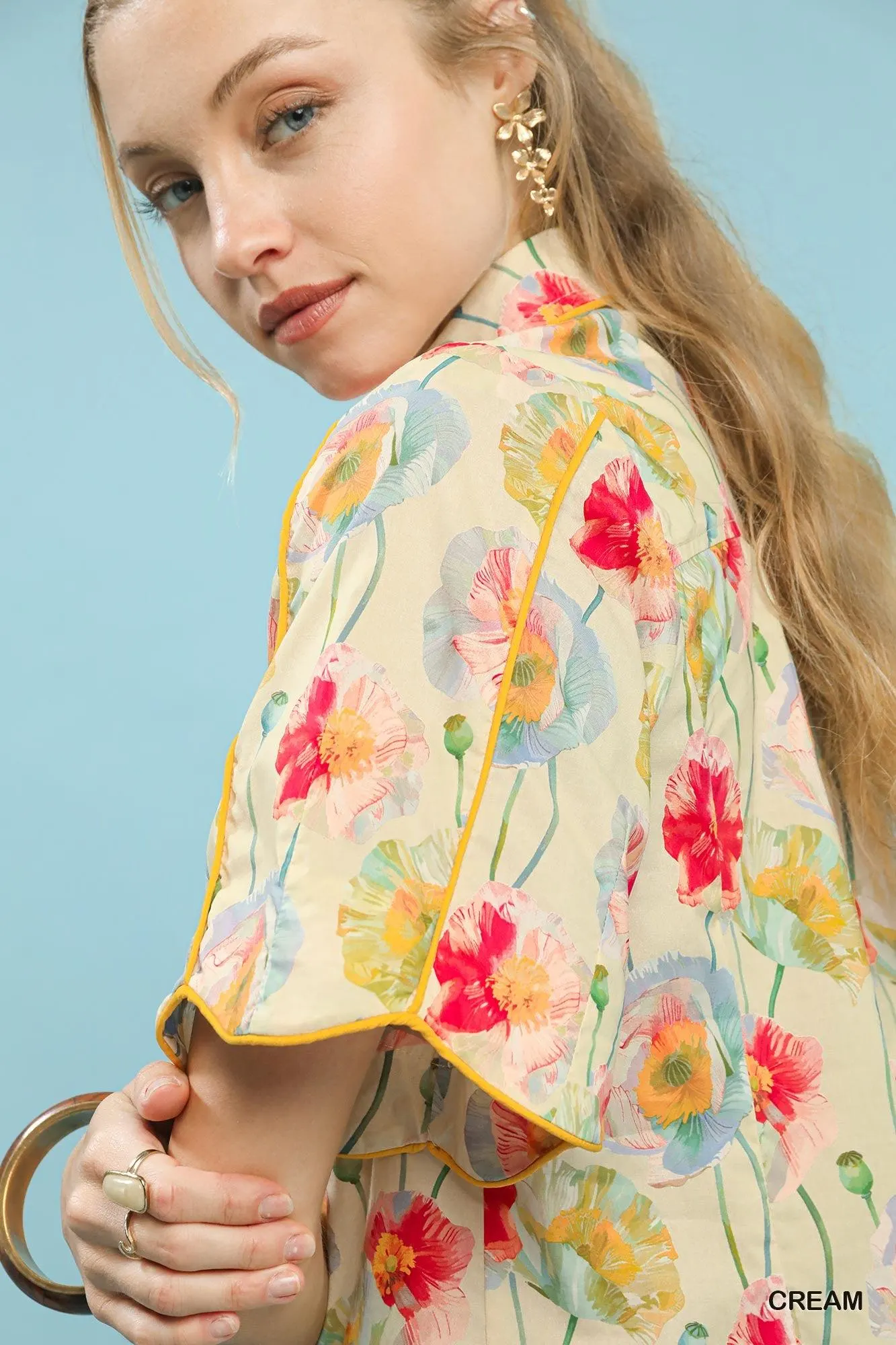 Garden Path Flutter Sleeve Cotton Top — view 4