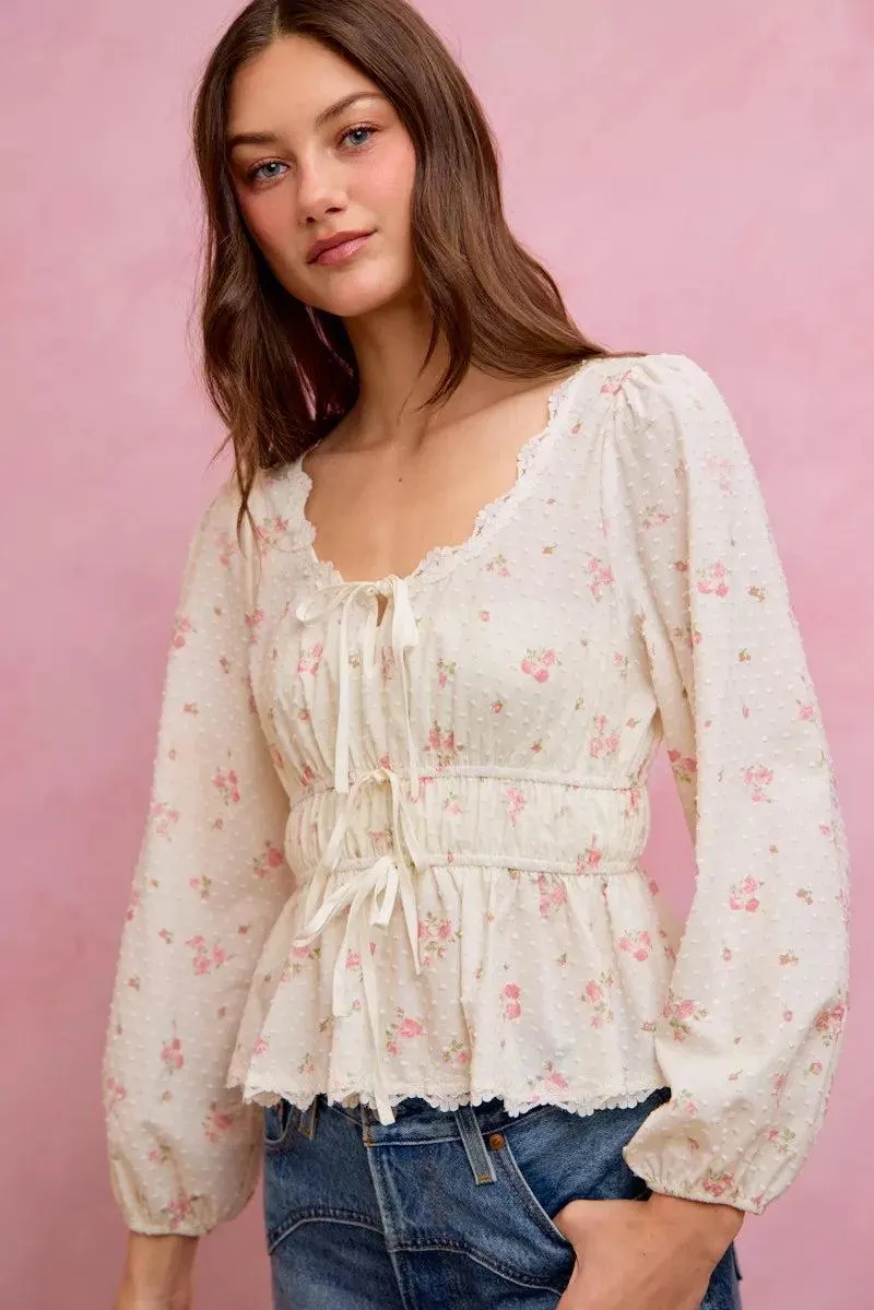 Wildflower Lace Ruched Bow Blouse — view 12
