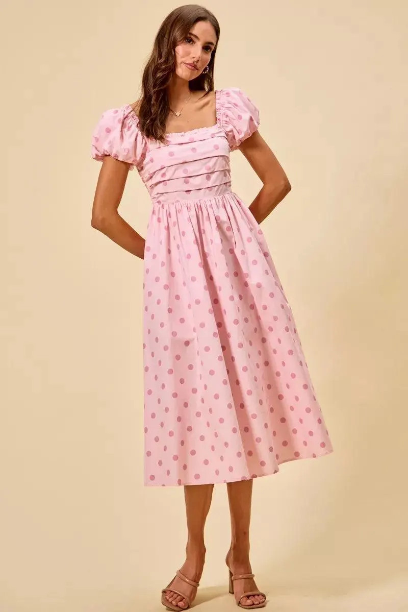 50's Polka Dot Retro Cutie Dress in Pink — view 8